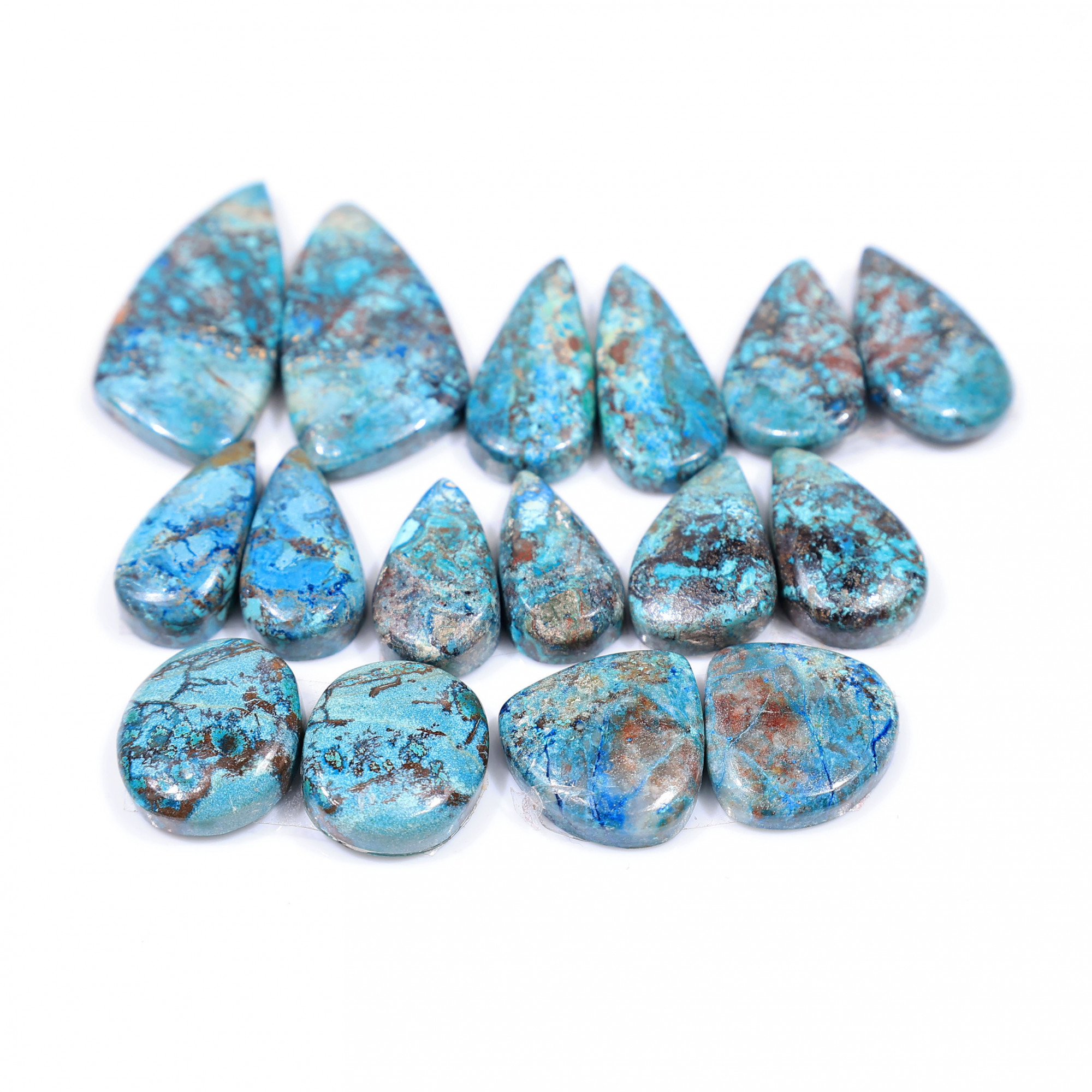 8 Pair 118 Cts  Natural chrysocolla Cabochon Gemstone Pairs Lot for Earrings Jewelry Making 29x13 15x8mm 20149
