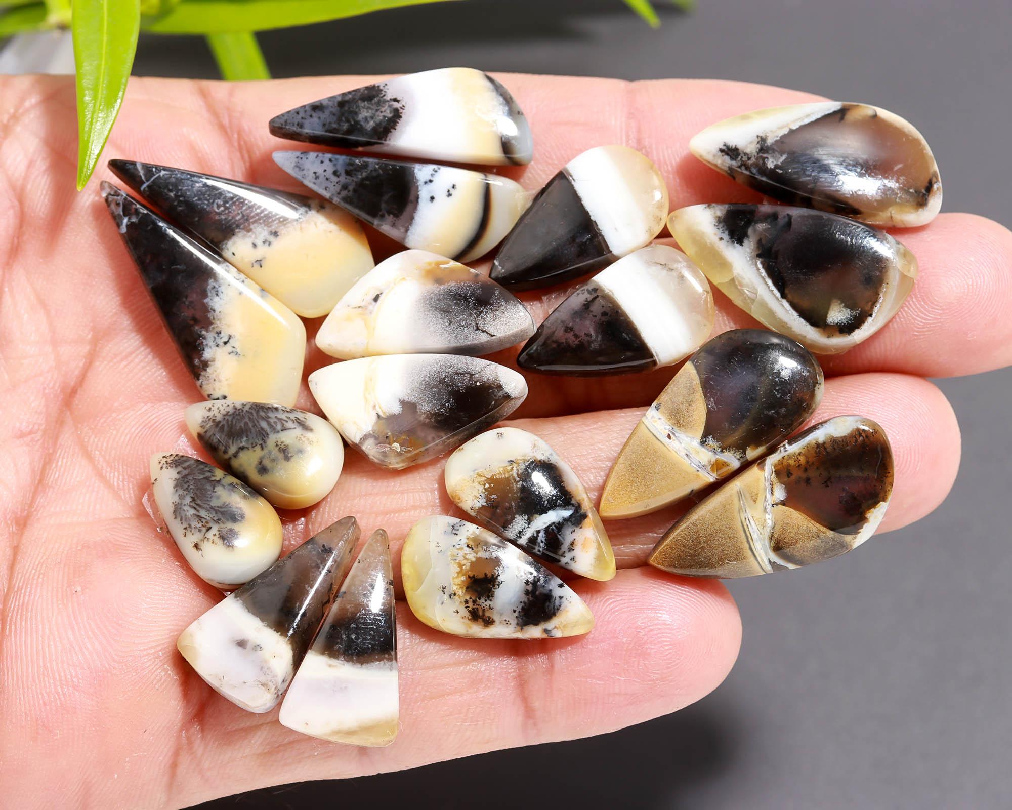 9 Pair 126 Cts  Natural Dendrite Agate Pair Cabochon Lot Loose Gemstones Jewelry Making 28x11 15x9mm 20050