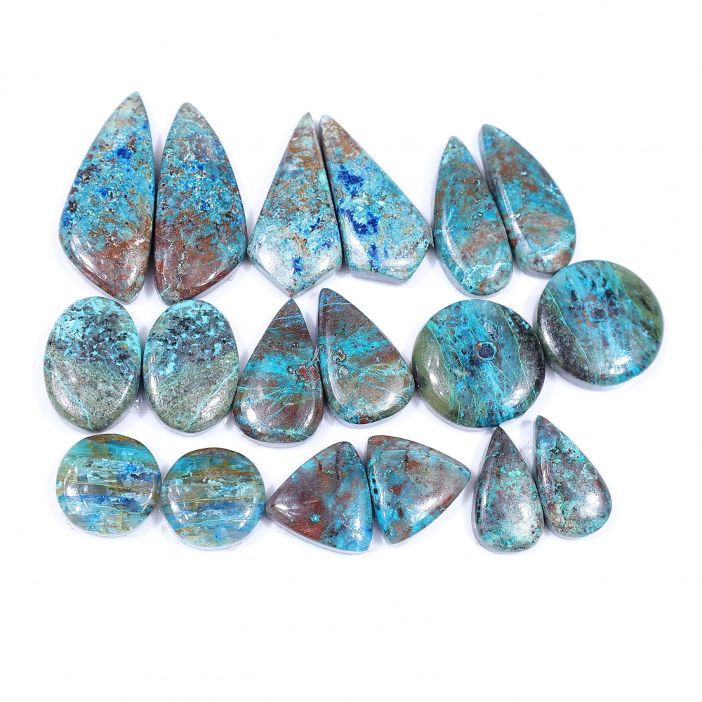 Image of 9 Pair 183 Cts  Natural chrysocolla Cabochon Gemstone Pairs Lot for Earrings Jewelry Making 30x12 17x9mm #20150