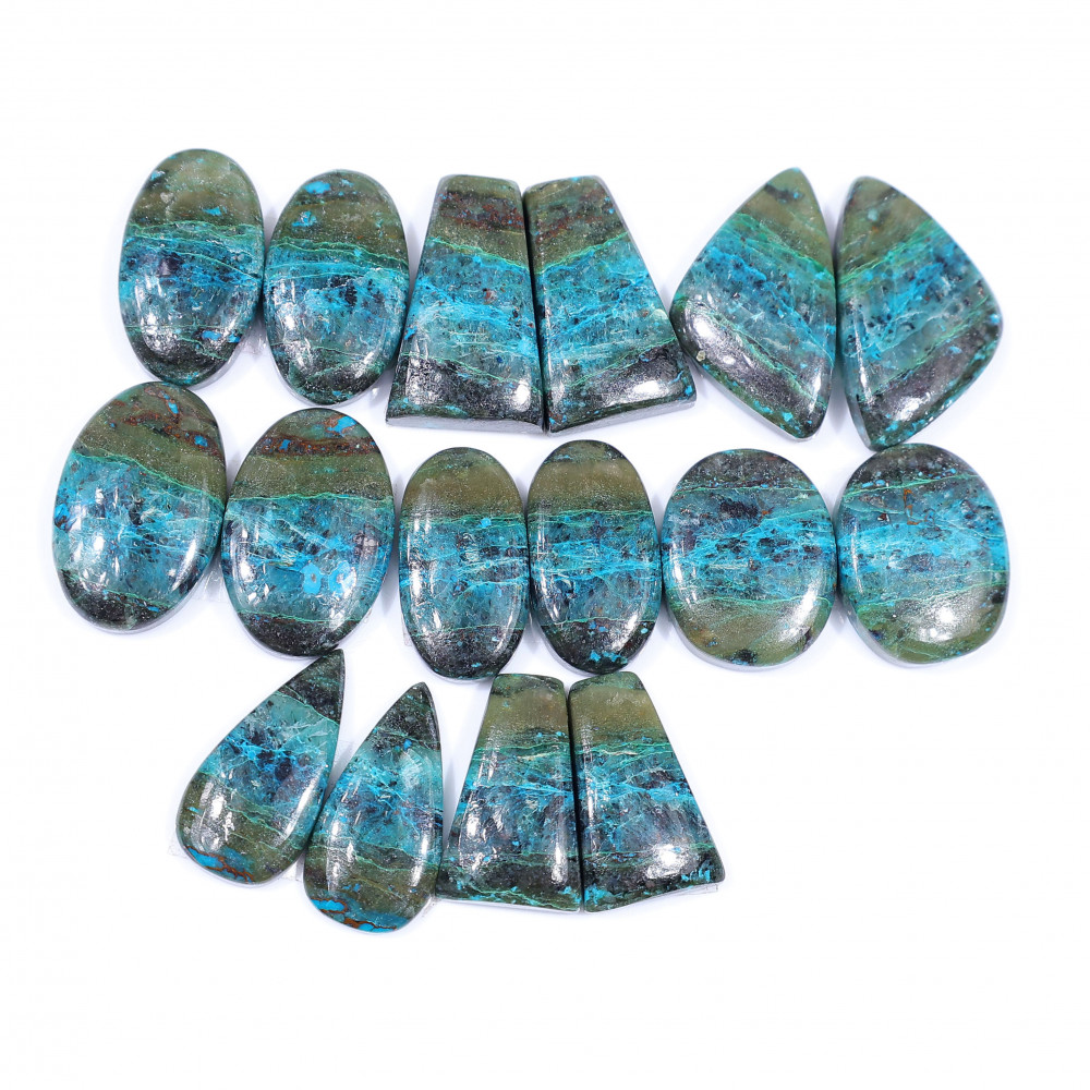 Image of 8 Pair 180 Cts  Natural chrysocolla Cabochon Gemstone Pairs Lot for Earrings Jewelry Making 21x13 21x10mm #20151