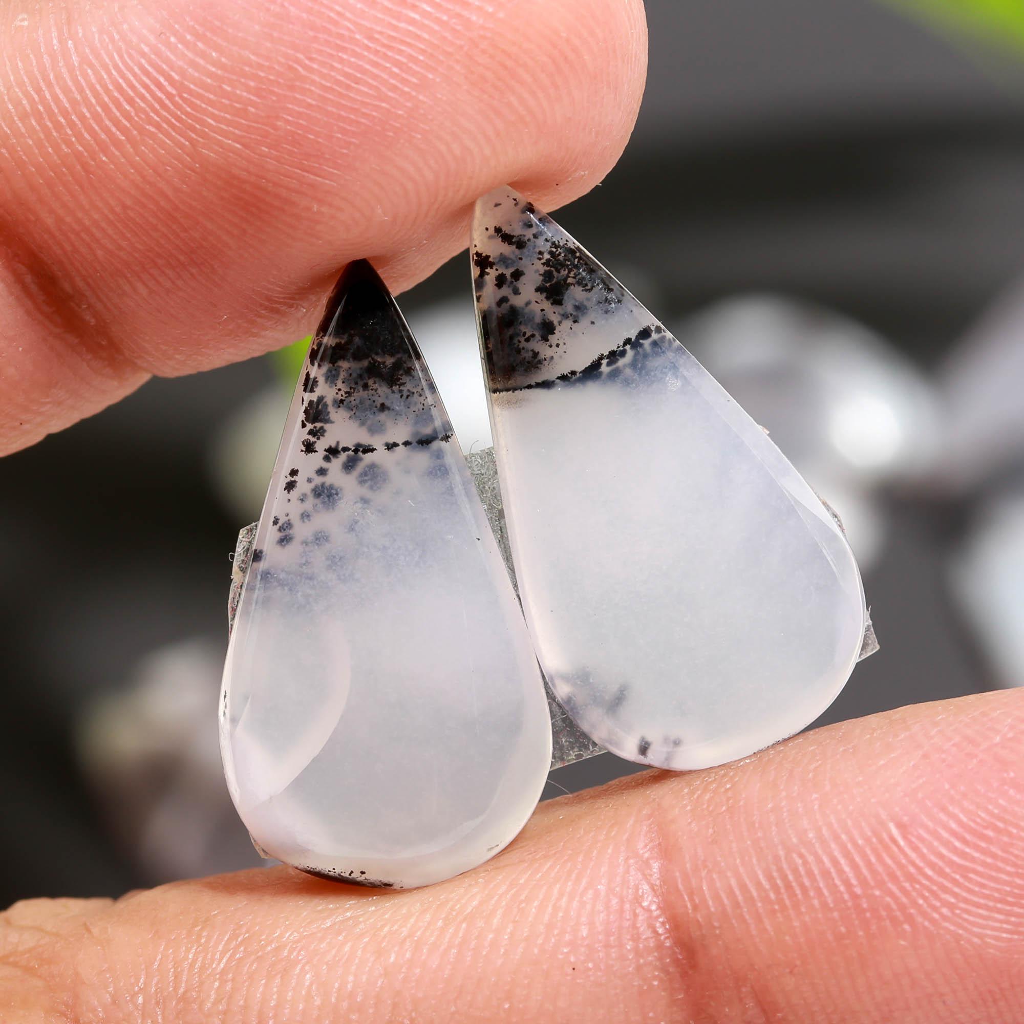 11 Pair 156 Cts Natural Dendrite Agate Pair Cabochon Lot Loose Gemstones Jewelry Making 29x7 14x8mm 20051