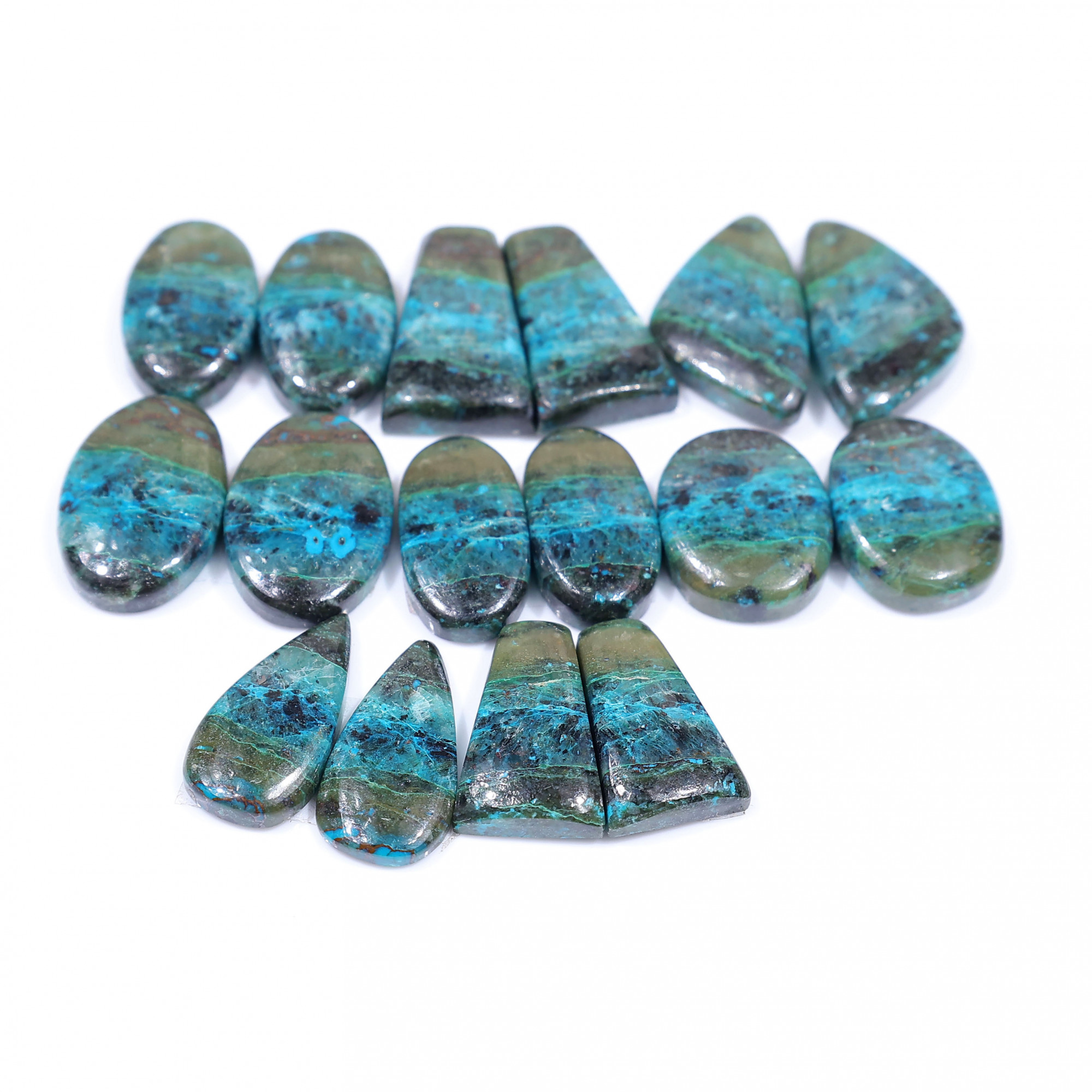 8 Pair 180 Cts  Natural chrysocolla Cabochon Gemstone Pairs Lot for Earrings Jewelry Making 21x13 21x10mm 20151