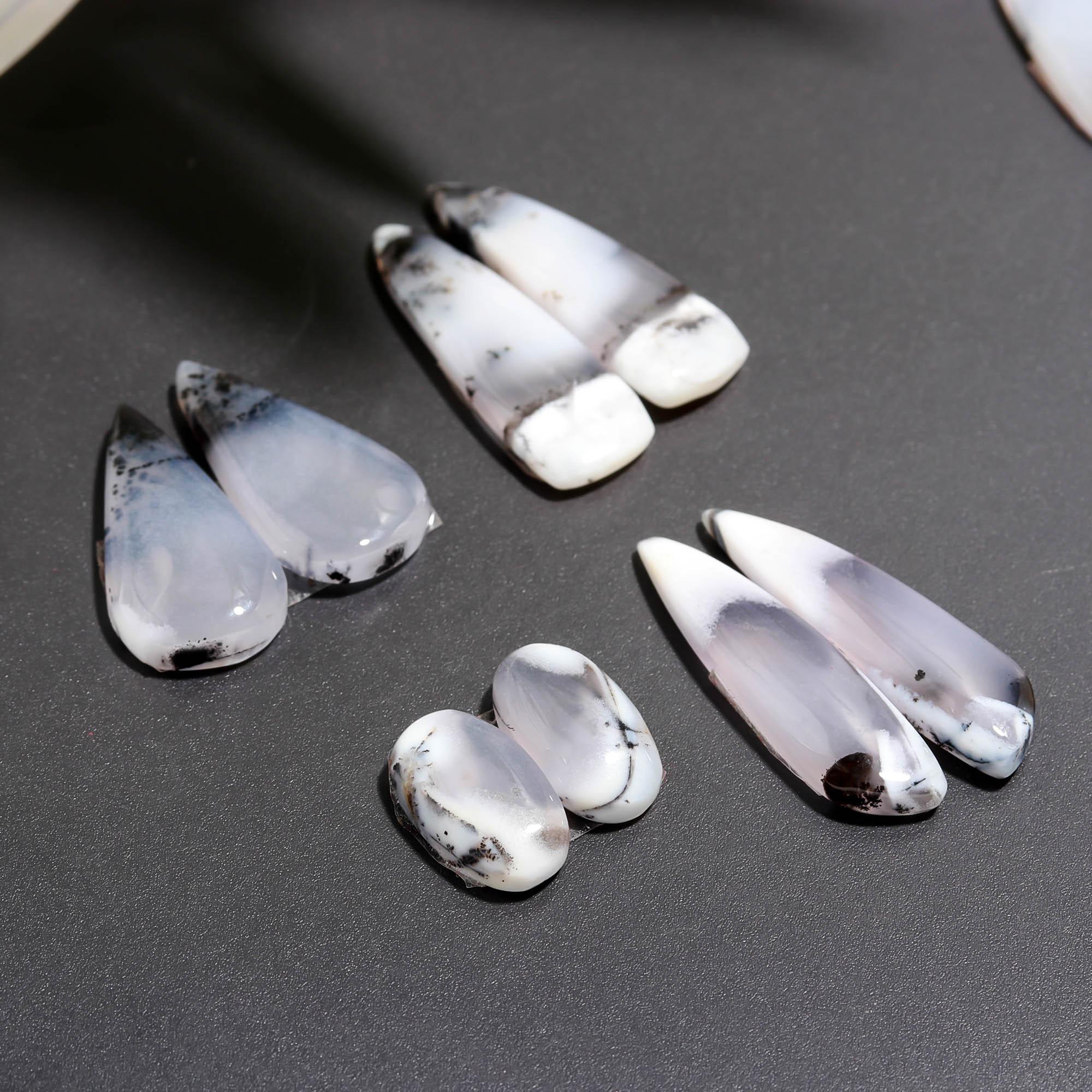 11 Pair 156 Cts Natural Dendrite Agate Pair Cabochon Lot Loose Gemstones Jewelry Making 29x7 14x8mm 20051
