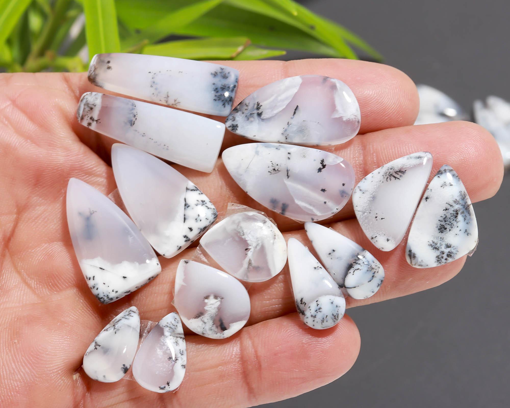 10 Pair 140 Cts Natural Dendrite Agate Pair Cabochon Lot Loose Gemstones Jewelry Making 28x9 15x9mm 20052