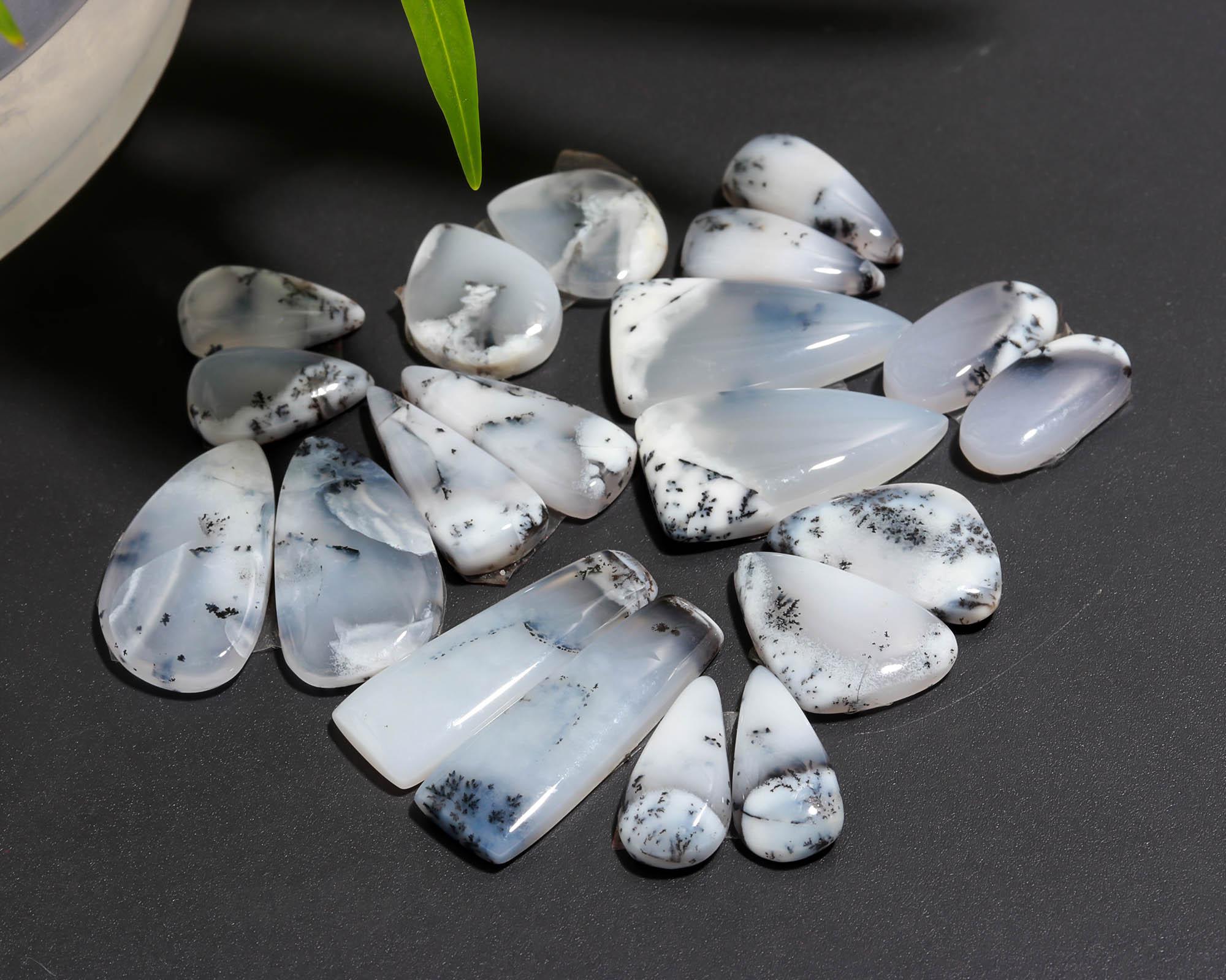 10 Pair 140 Cts Natural Dendrite Agate Pair Cabochon Lot Loose Gemstones Jewelry Making 28x9 15x9mm 20052
