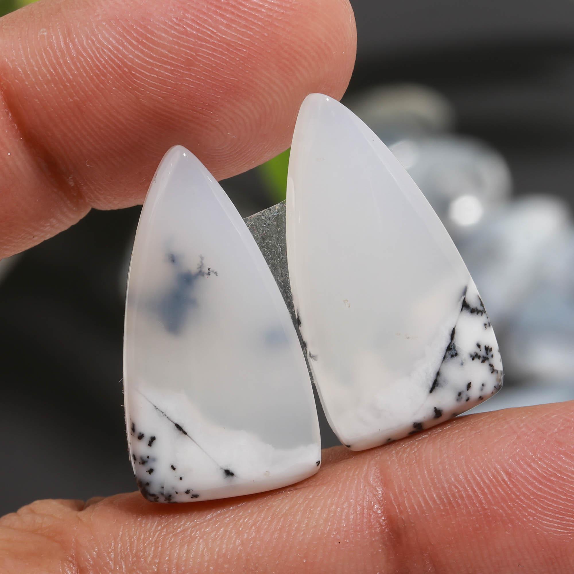 10 Pair 140 Cts Natural Dendrite Agate Pair Cabochon Lot Loose Gemstones Jewelry Making 28x9 15x9mm 20052