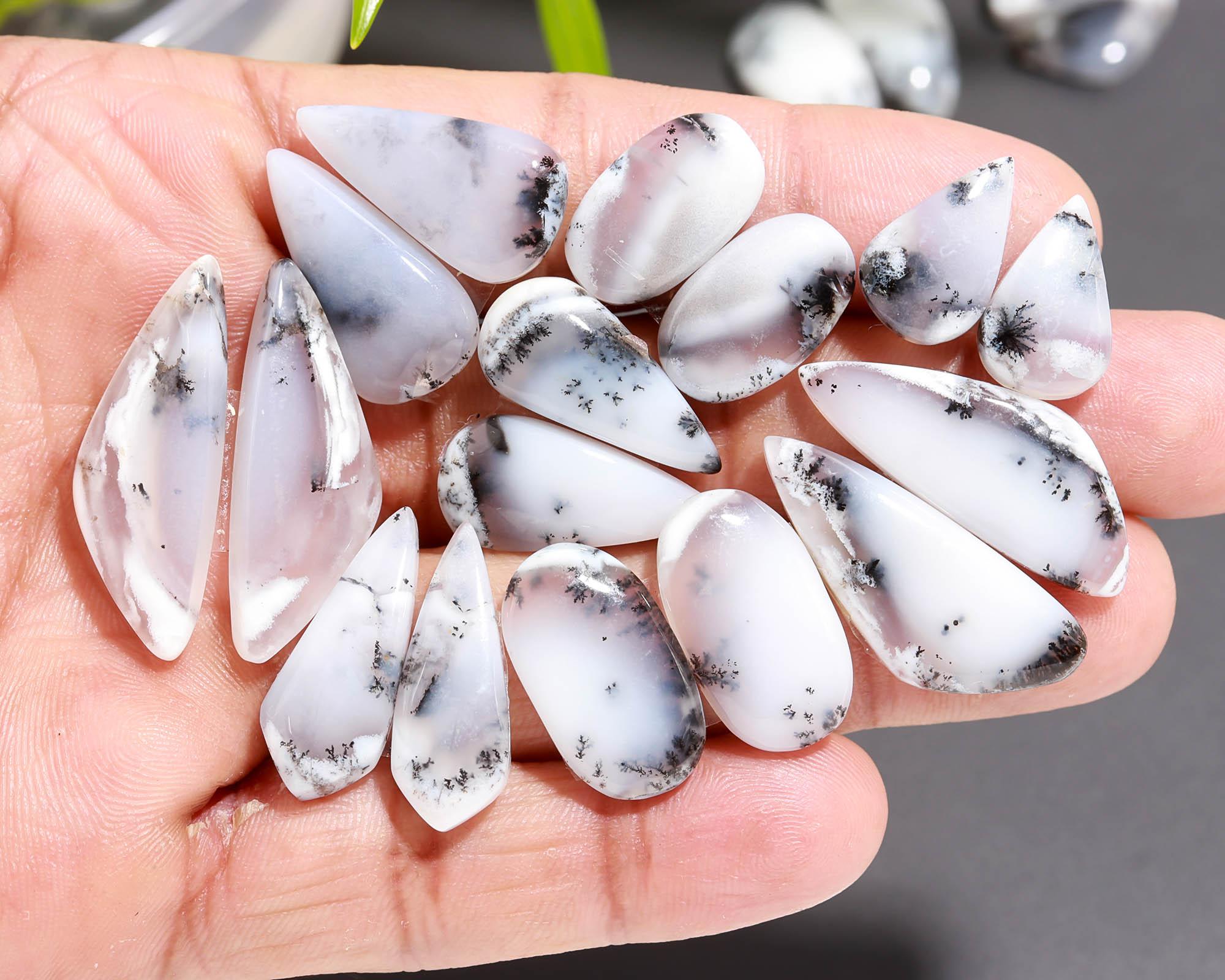 10 Pair 153 Cts Natural Dendrite Agate Pair Cabochon Lot Loose Gemstones Jewelry Making 30x10 15x9mm 20053