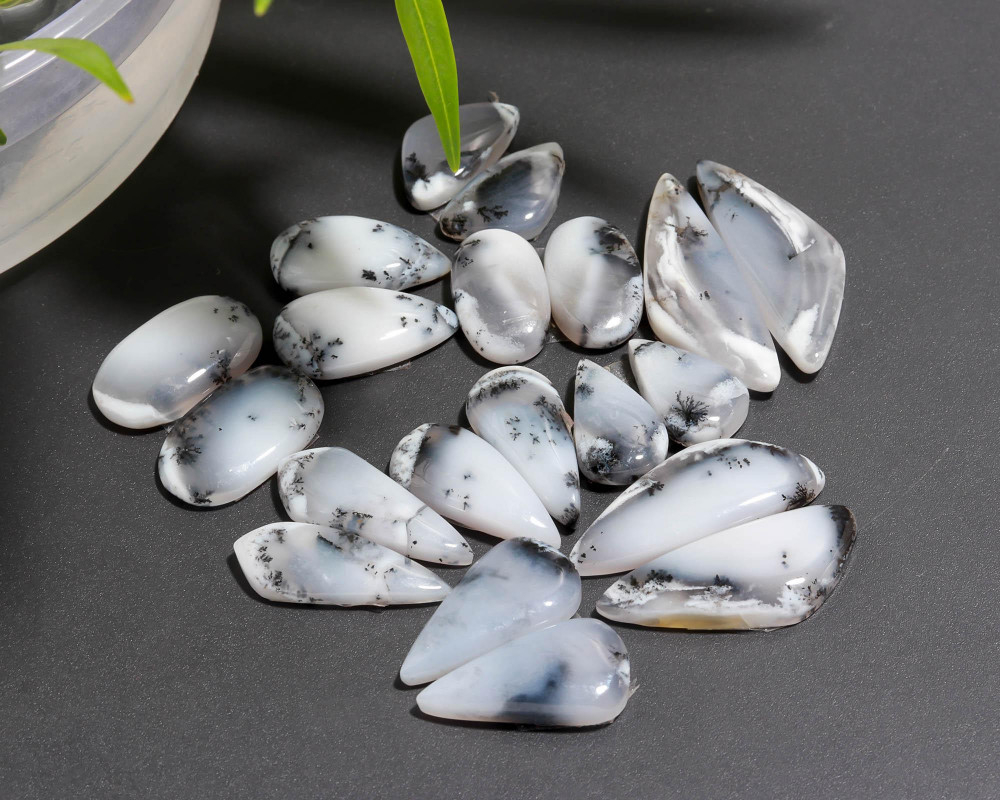 Image of 10 Pair 153 Cts  Natural Dendrite Agate Pair Cabochon Lot Loose Gemstones Jewelry Making 30x10 15x9mm #20053