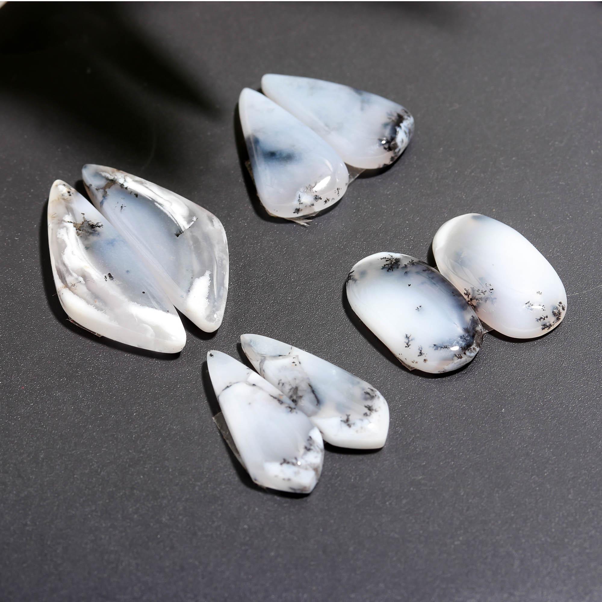 10 Pair 153 Cts Natural Dendrite Agate Pair Cabochon Lot Loose Gemstones Jewelry Making 30x10 15x9mm 20053