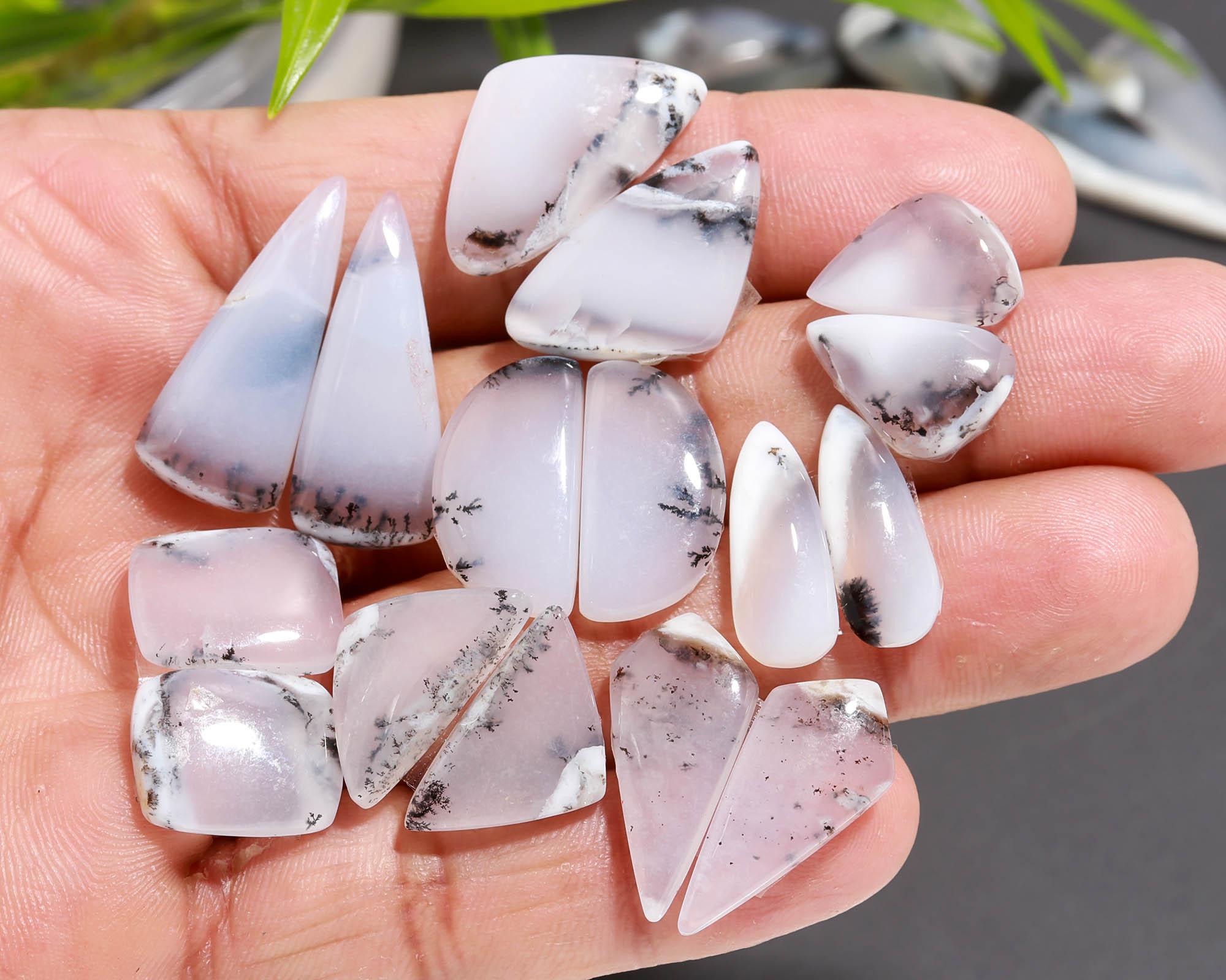 11 Pair 154 Cts Natural Dendrite Agate Pair Cabochon Lot Loose Gemstones Jewelry Making 25x10 13x6mm 20054