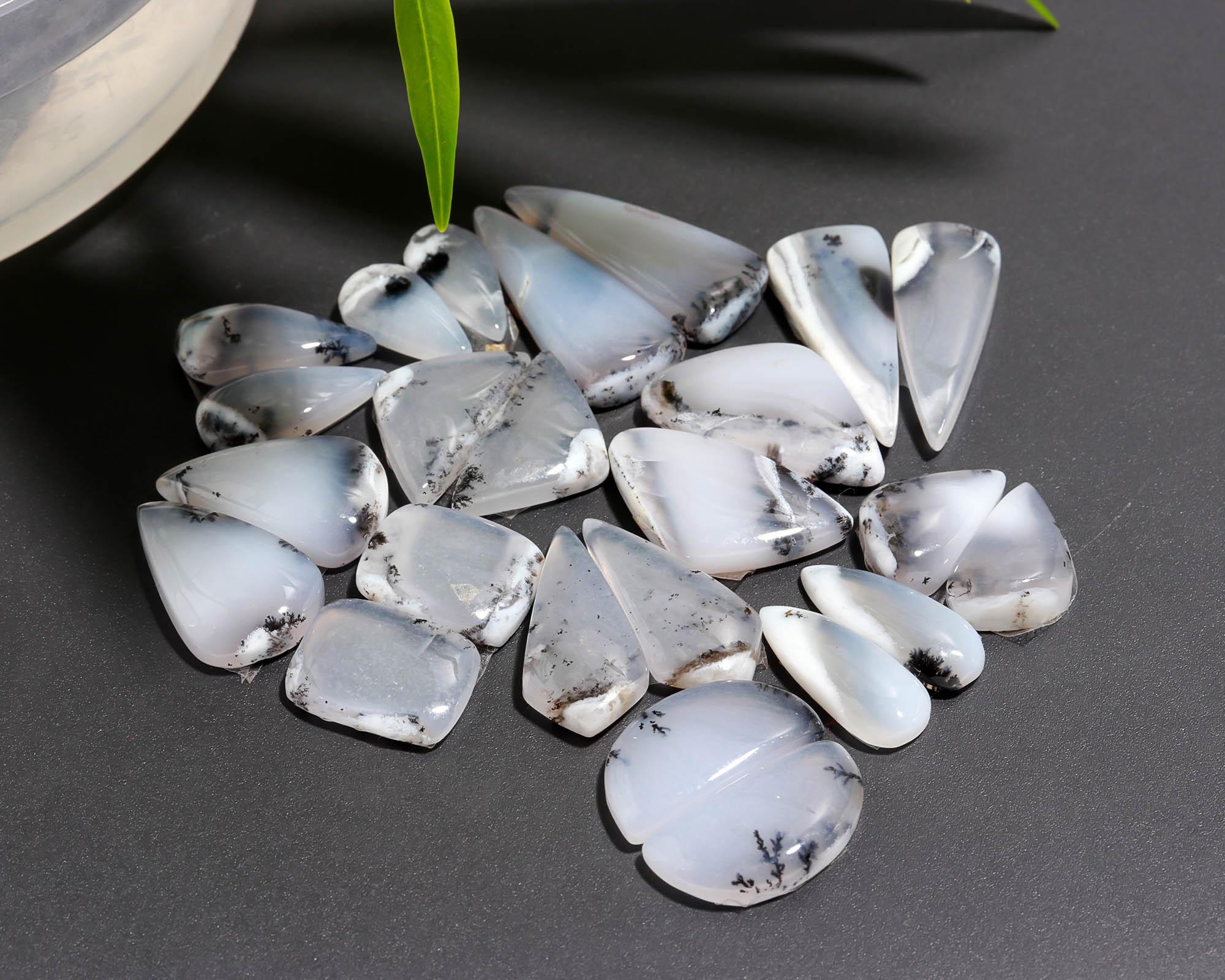 11 Pair 154 Cts  Natural Dendrite Agate Pair Cabochon Lot Loose Gemstones Jewelry Making 25x10 13x6mm 20054