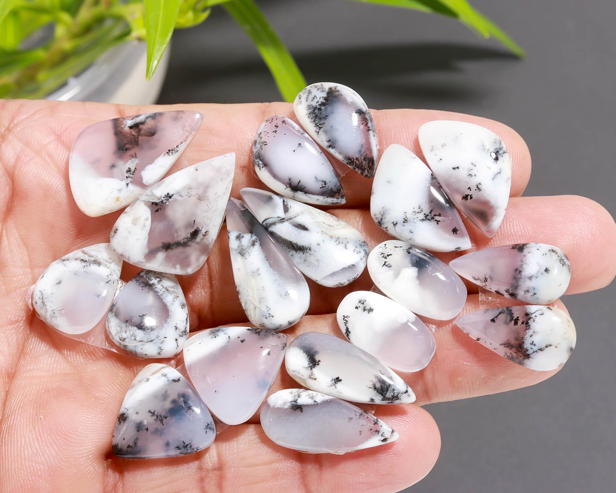 9 Pair 120 Cts  Natural Dendrite Agate Pair Cabochon Lot Loose Gemstones Jewelry Making 24x14 16x9mm 20055