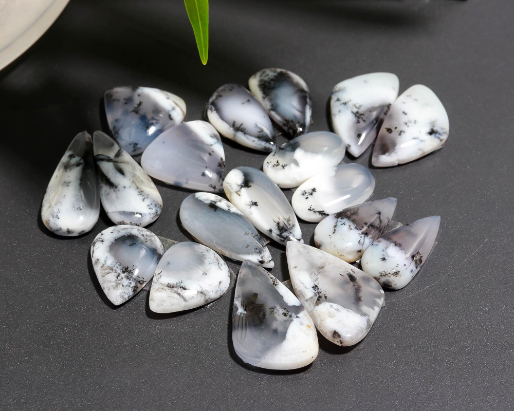 Image of 9 Pair 120 Cts  Natural Dendrite Agate Pair Cabochon Lot Loose Gemstones Jewelry Making 24x14 16x9mm #20055