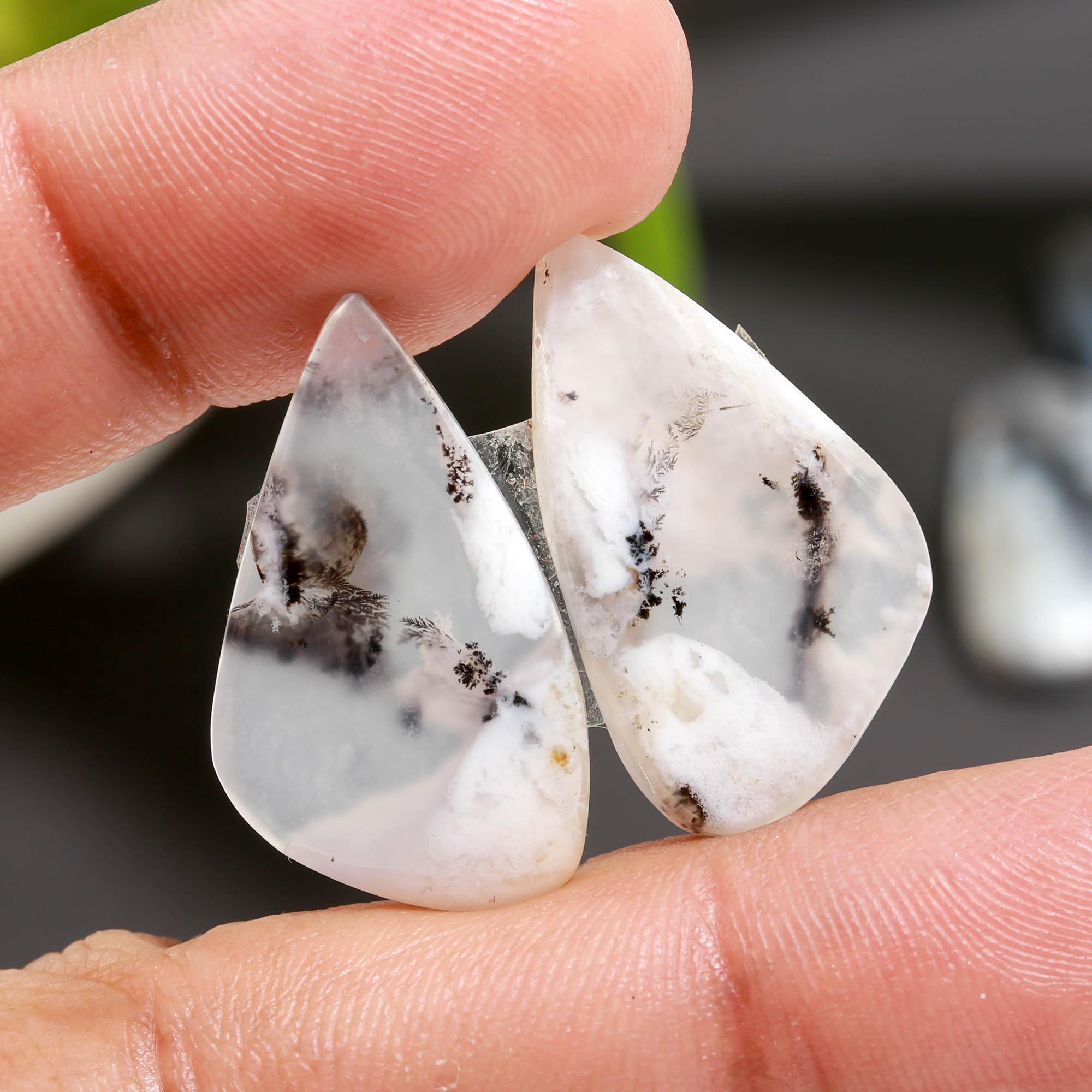 9 Pair 120 Cts Natural Dendrite Agate Pair Cabochon Lot Loose Gemstones Jewelry Making 24x14 16x9mm 20055