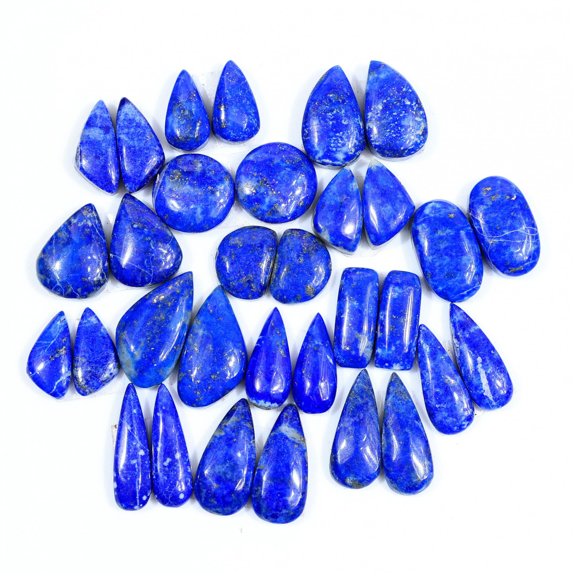 16 Pair 145Cts  Natural Lapis Lazuli Cabochon Gemstone Pairs Lot for Earrings Jewelry Making 19x10 13x7mm 20056