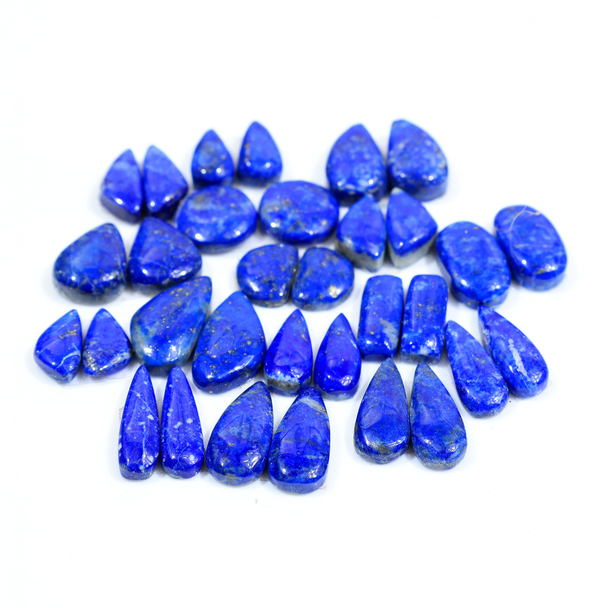 16 Pair 145Cts  Natural Lapis Lazuli Cabochon Gemstone Pairs Lot for Earrings Jewelry Making 19x10 13x7mm 20056