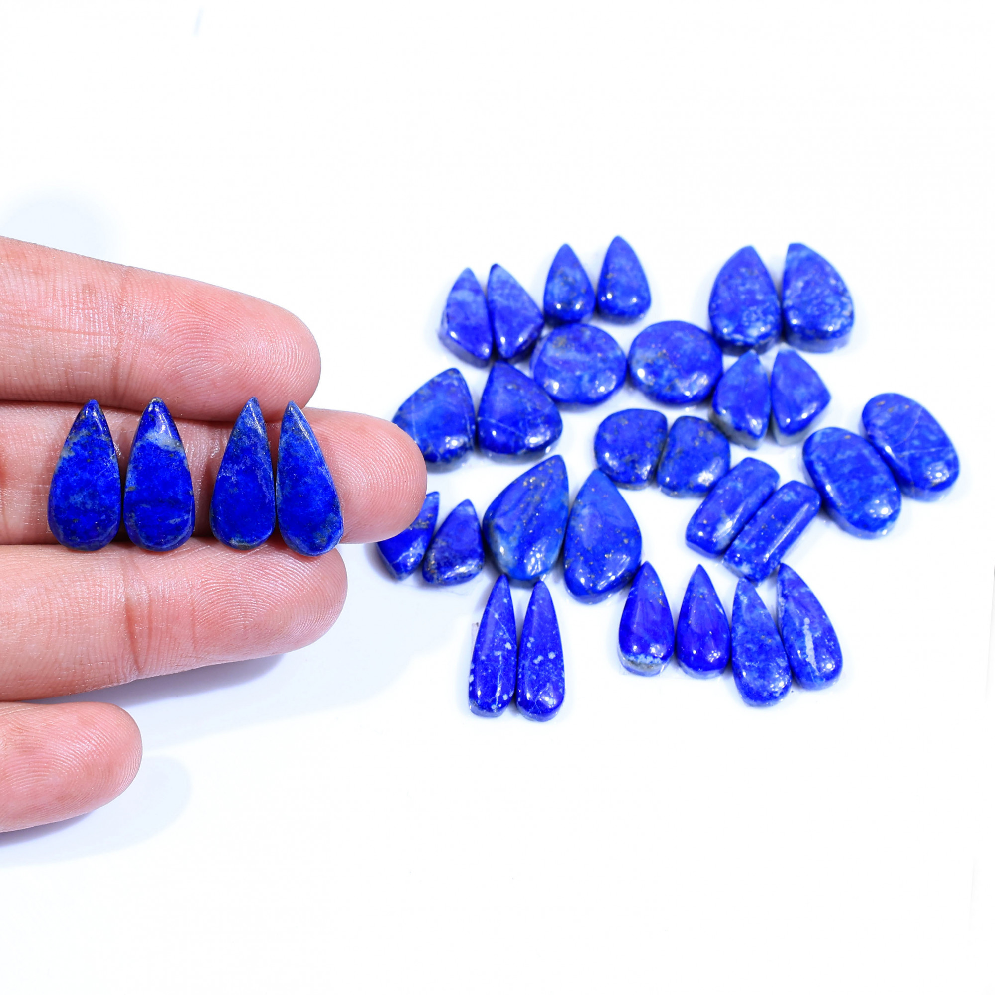 16 Pair 145Cts Natural Lapis Lazuli Cabochon Gemstone Pairs Lot for Earrings Jewelry Making 19x10 13x7mm 20056