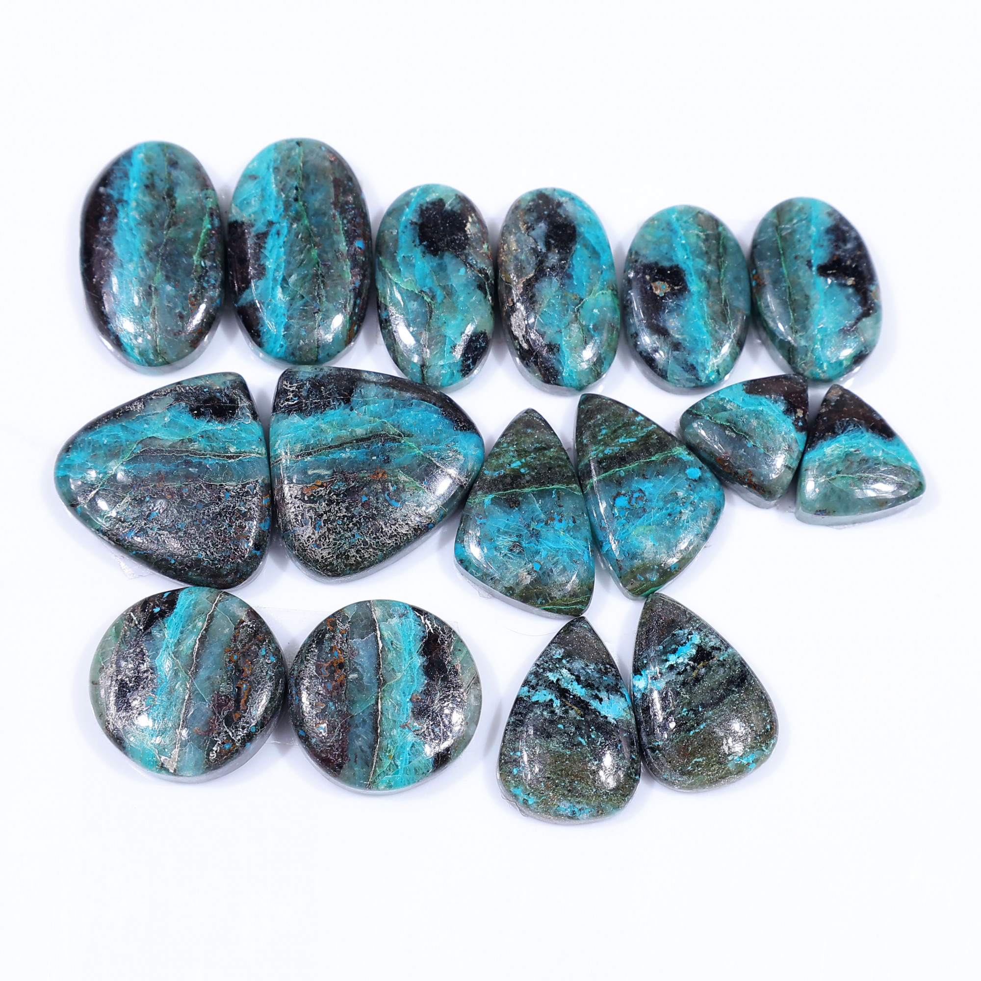 8 Pair 174 Cts Natural chrysocolla Cabochon Gemstone Pairs Lot for Earrings Jewelry Making 21x12 11x10 mm 20157