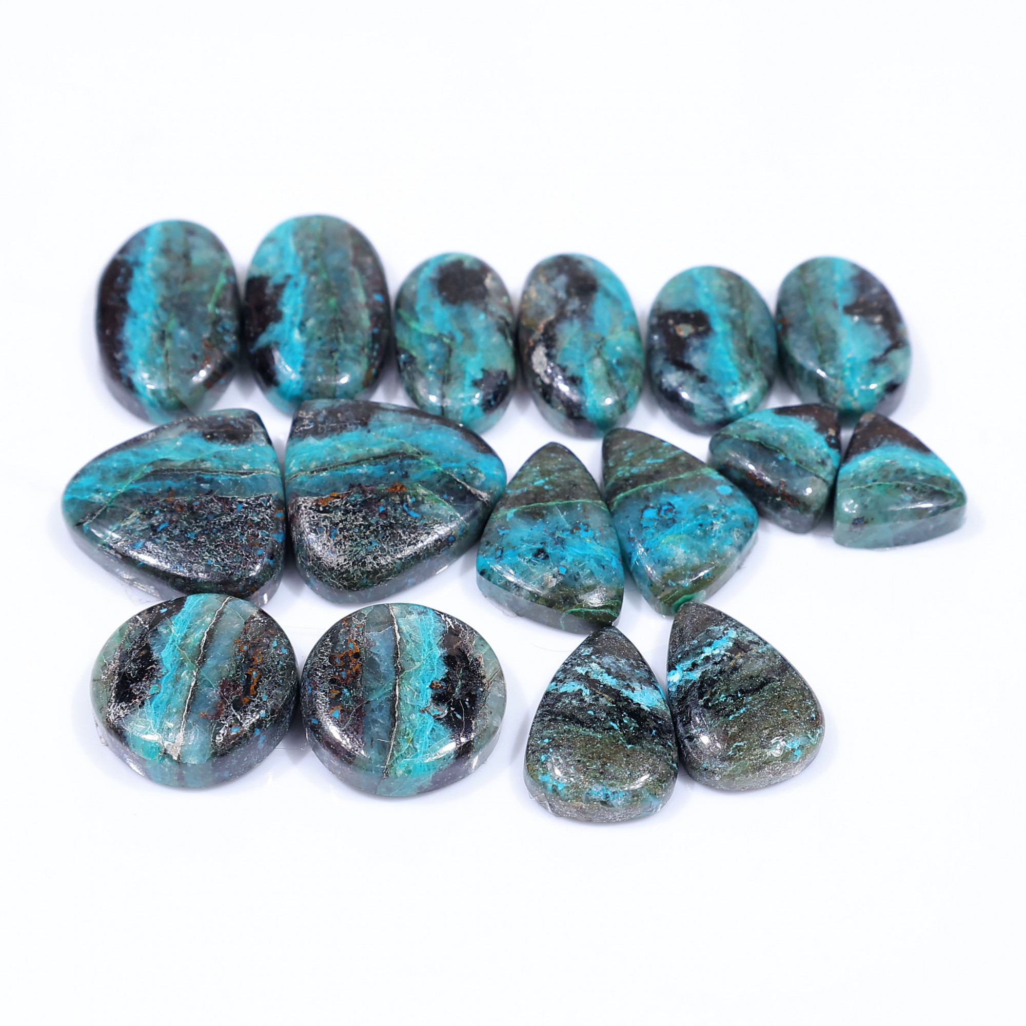 8 Pair 174 Cts Natural chrysocolla Cabochon Gemstone Pairs Lot for Earrings Jewelry Making 21x12 11x10 mm 20157