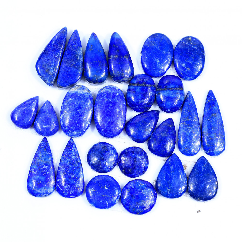 Image of 12 Pair 142Cts  Natural Lapis Lazuli Cabochon Gemstone Pairs Lot for Earrings Jewelry Making 22x8 10x10mm #20059