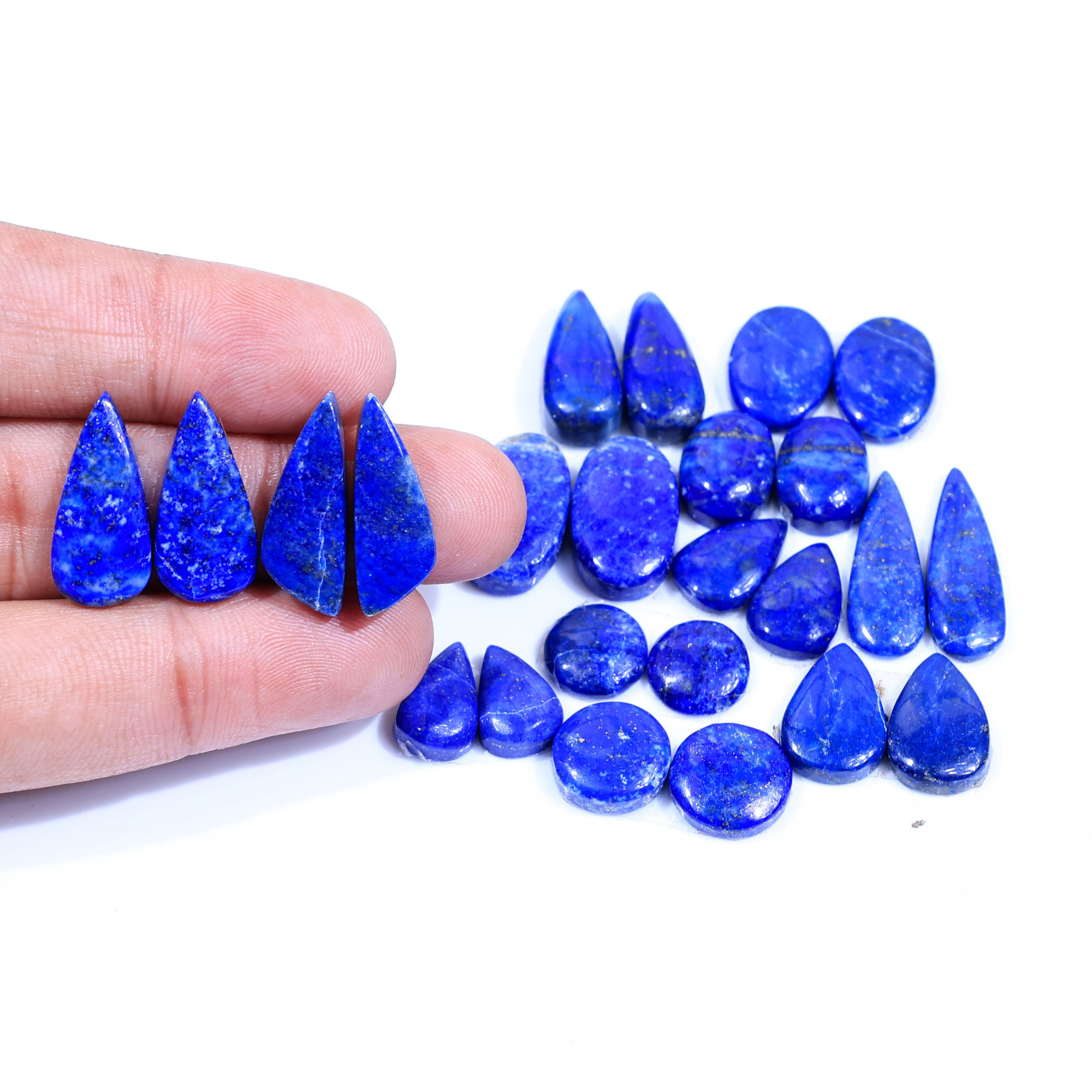 12 Pair 142Cts Natural Lapis Lazuli Cabochon Gemstone Pairs Lot for Earrings Jewelry Making 22x8 10x10mm 20059