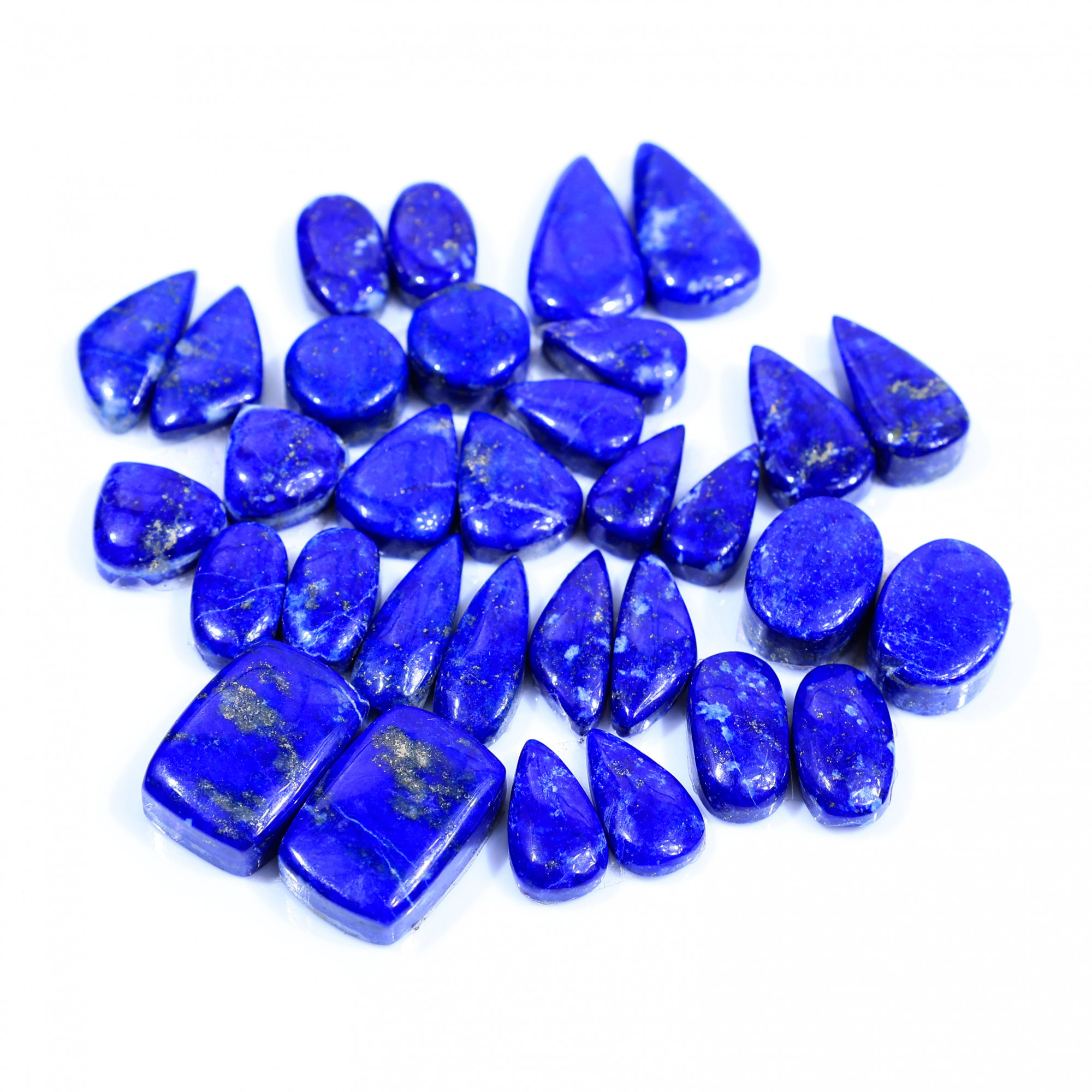 16 Pair 173Cts Natural Lapis Lazuli Cabochon Gemstone Pairs Lot for Earrings Jewelry Making 16x11 12x6mm 20060