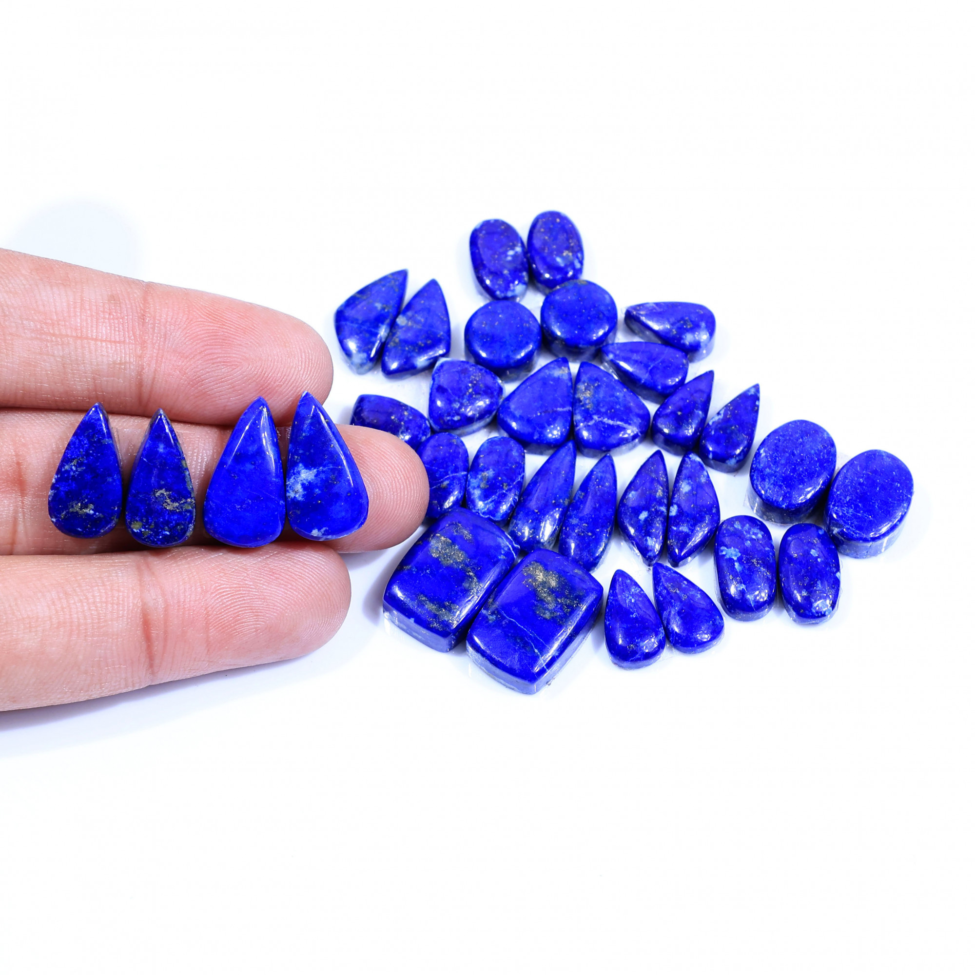 16 Pair 173Cts Natural Lapis Lazuli Cabochon Gemstone Pairs Lot for Earrings Jewelry Making 16x11 12x6mm 20060