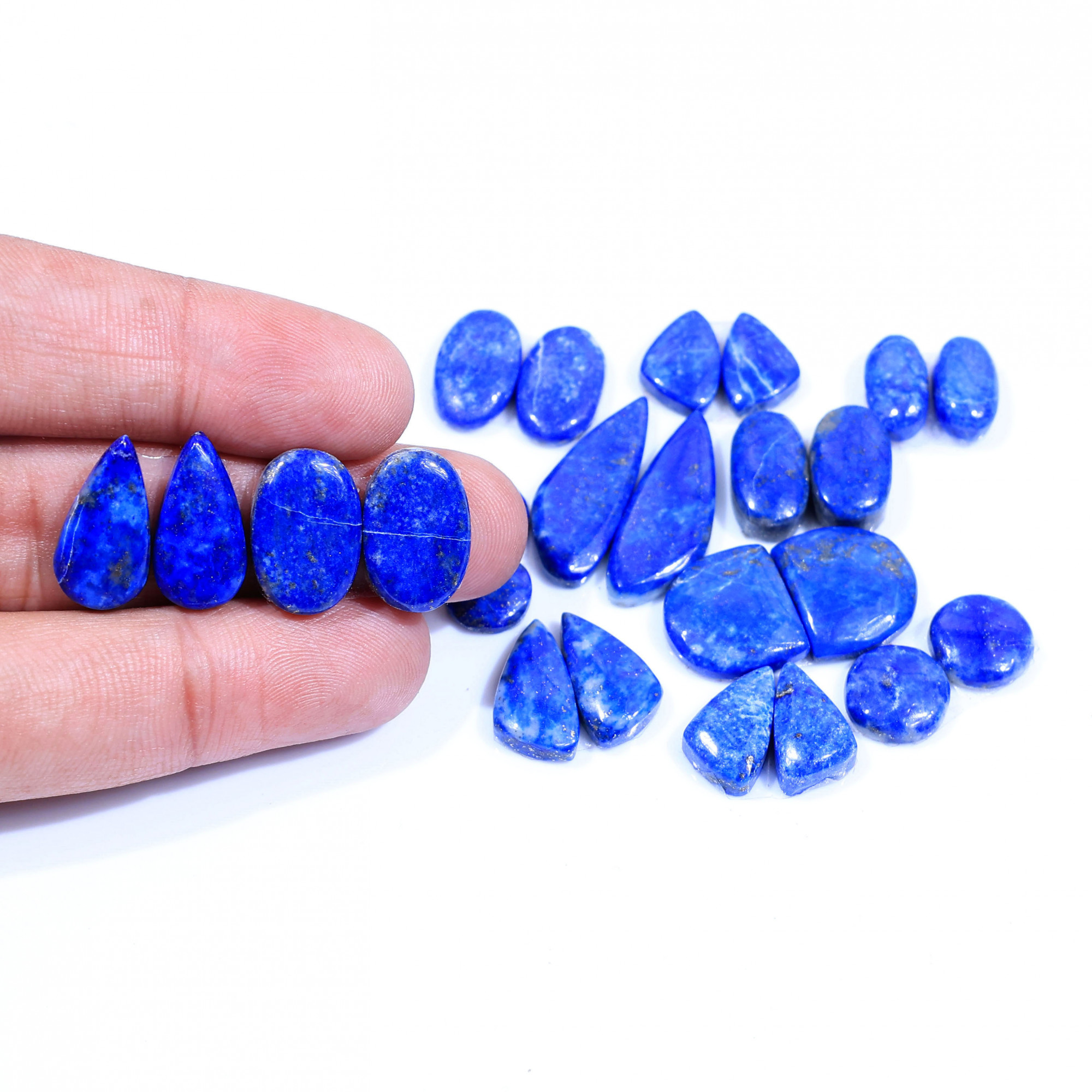 12 Pair 126Cts Natural Lapis Lazuli Cabochon Gemstone Pairs Lot for Earrings Jewelry Making 24x9 9x9mm 20061