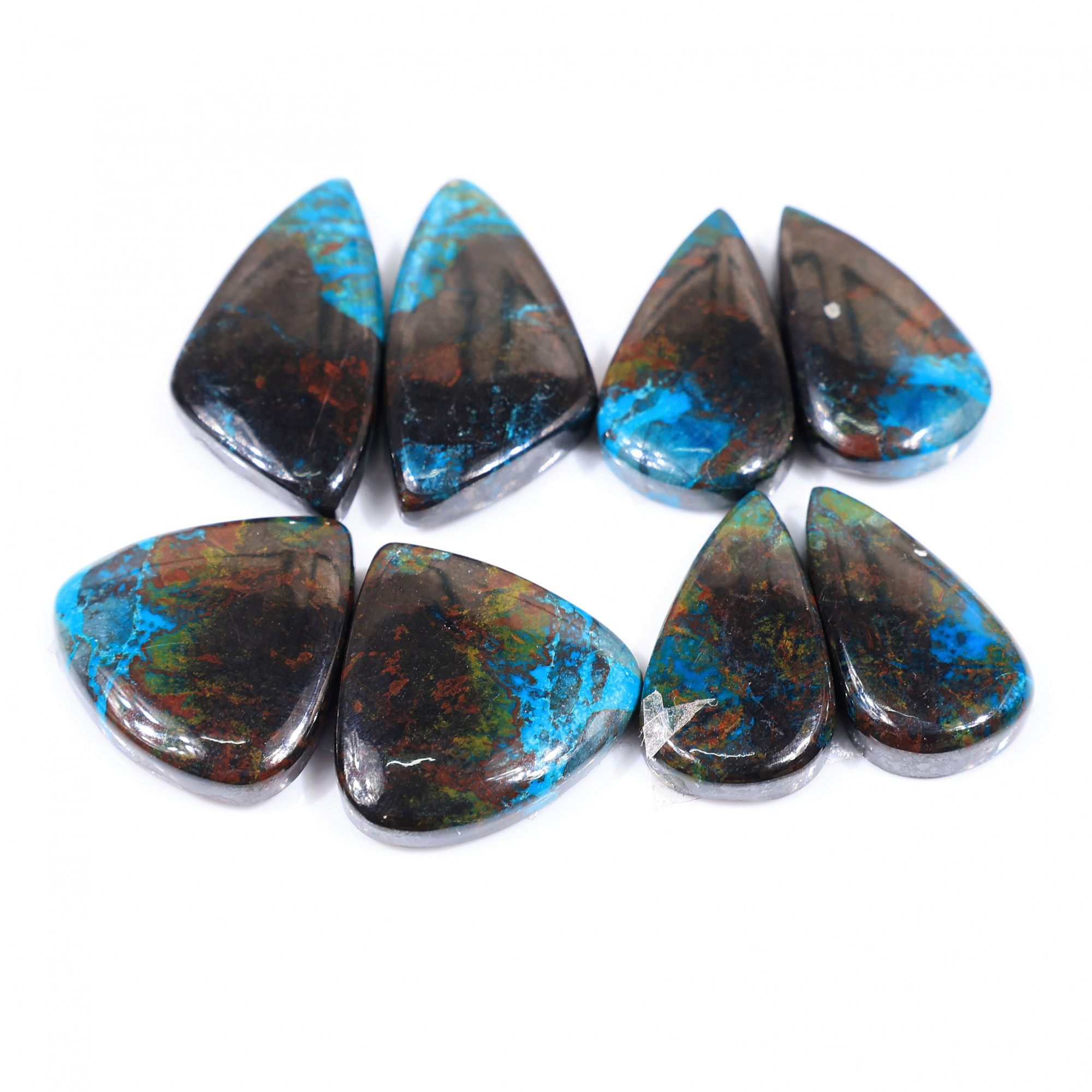 4 Pair 125 Cts Natural chrysocolla Cabochon Gemstone Pairs Lot for Earrings Jewelry Making 27x13 21x11mm 20162