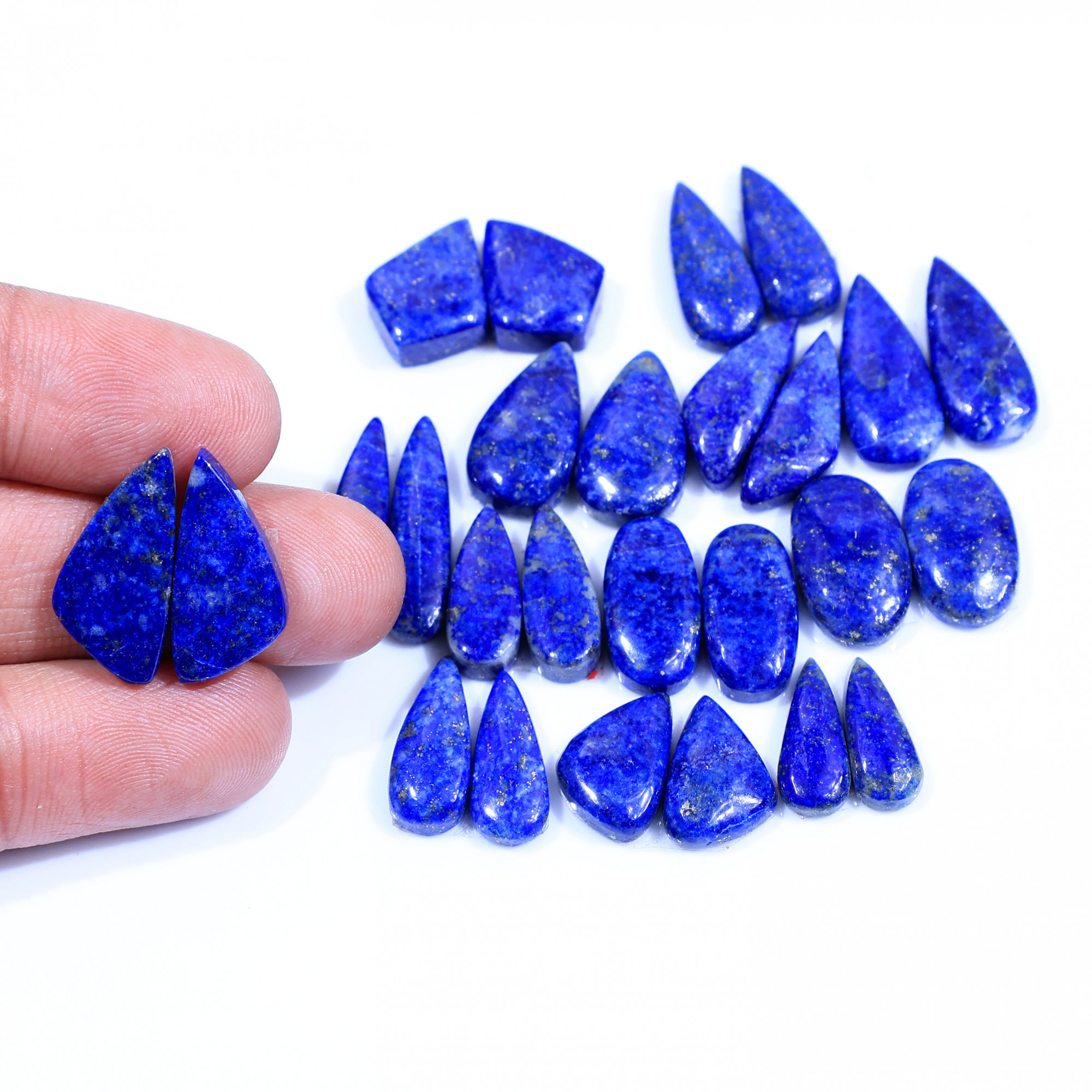 13 Pair 146Cts Natural Lapis Lazuli Cabochon Gemstone Pairs Lot for Earrings Jewelry Making 23x6 14x6mm 20065
