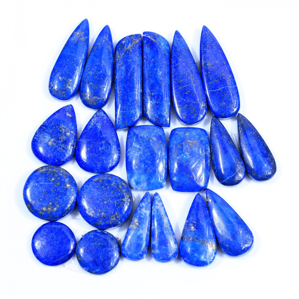 Image of 10 Pair 207Cts  Natural Lapis Lazuli Cabochon Gemstone Pairs Lot for Earrings Jewelry Making 27x8 12x12mm #20067
