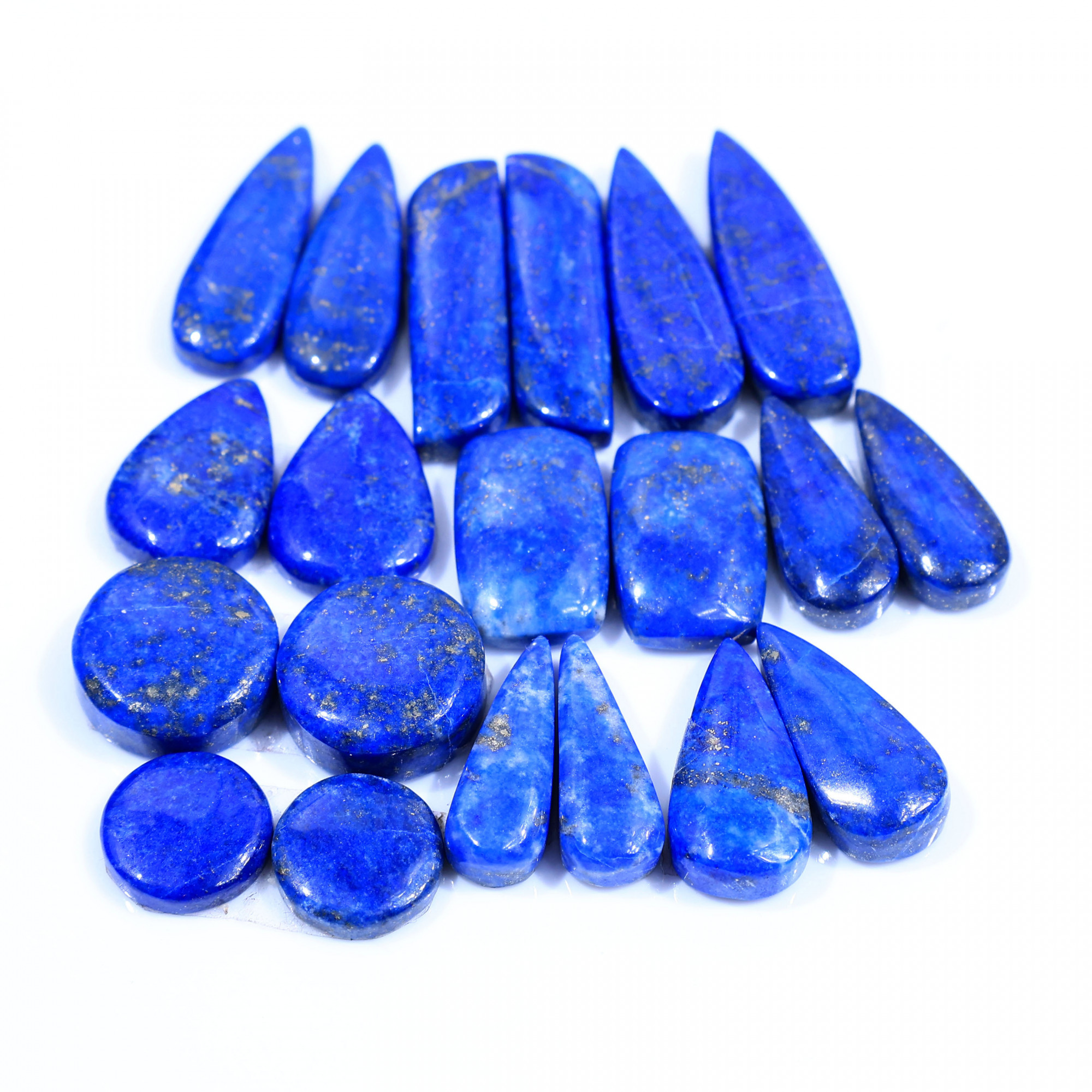 10 Pair 207Cts  Natural Lapis Lazuli Cabochon Gemstone Pairs Lot for Earrings Jewelry Making 27x8 12x12mm 20067