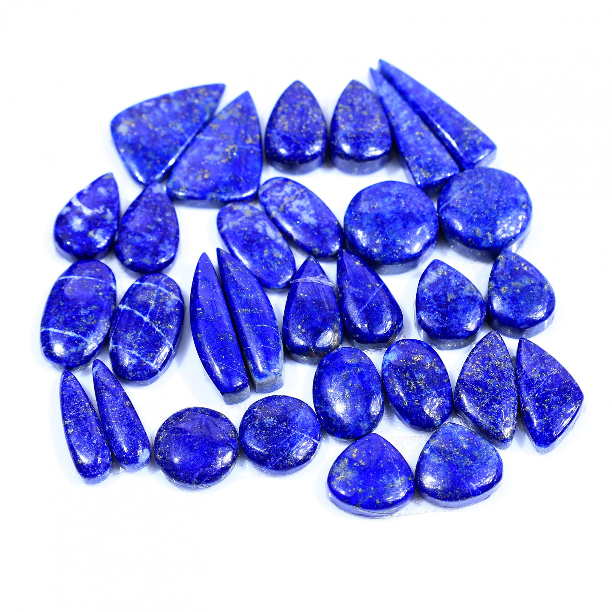15 Pair 176Cts Natural Lapis Lazuli Cabochon Gemstone Pairs Lot for Earrings Jewelry Making 21x12 11x11mm 20068