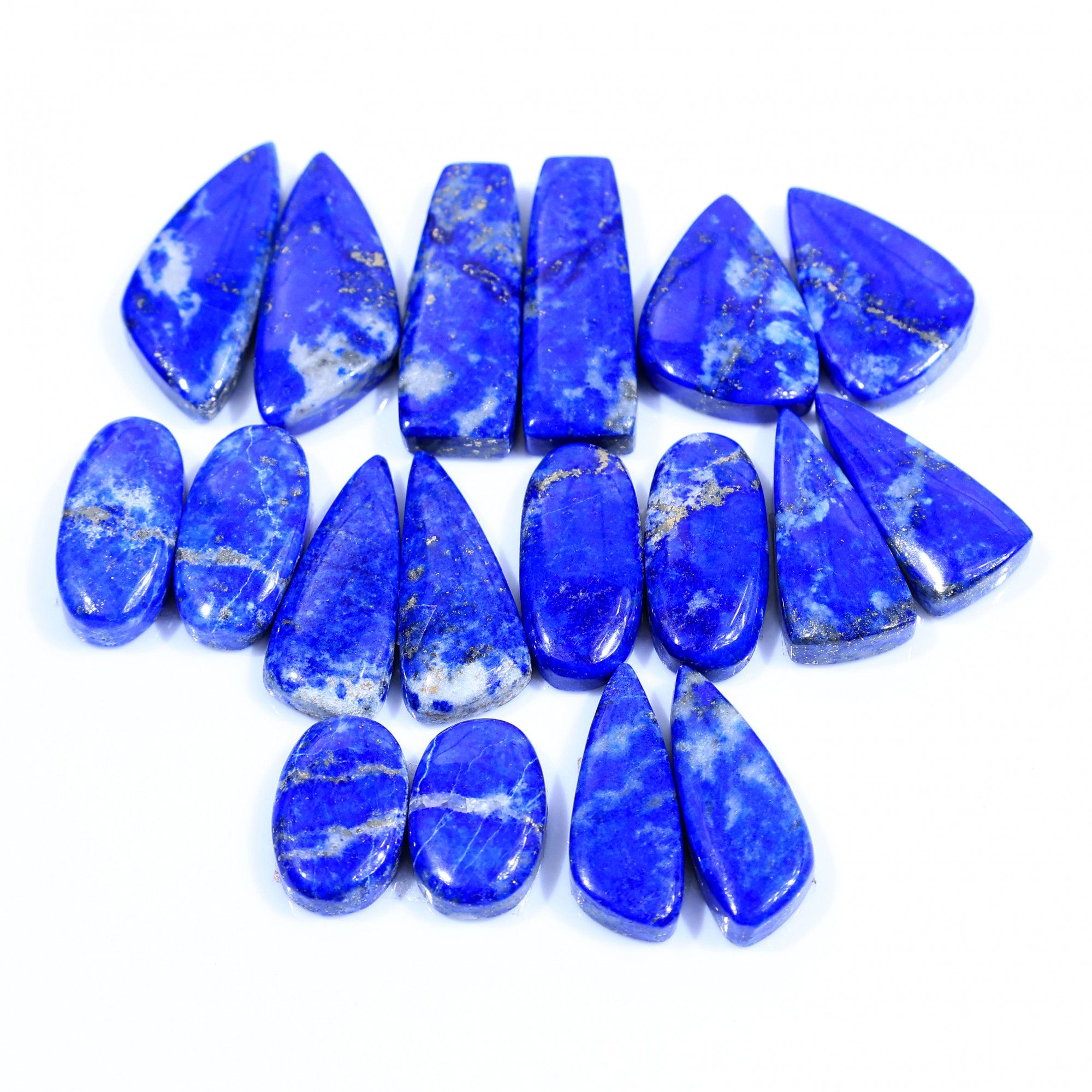 9 Pair 220Cts Natural Lapis Lazuli Cabochon Gemstone Pairs Lot for Earrings Jewelry Making 29x9 16x10mm 20069