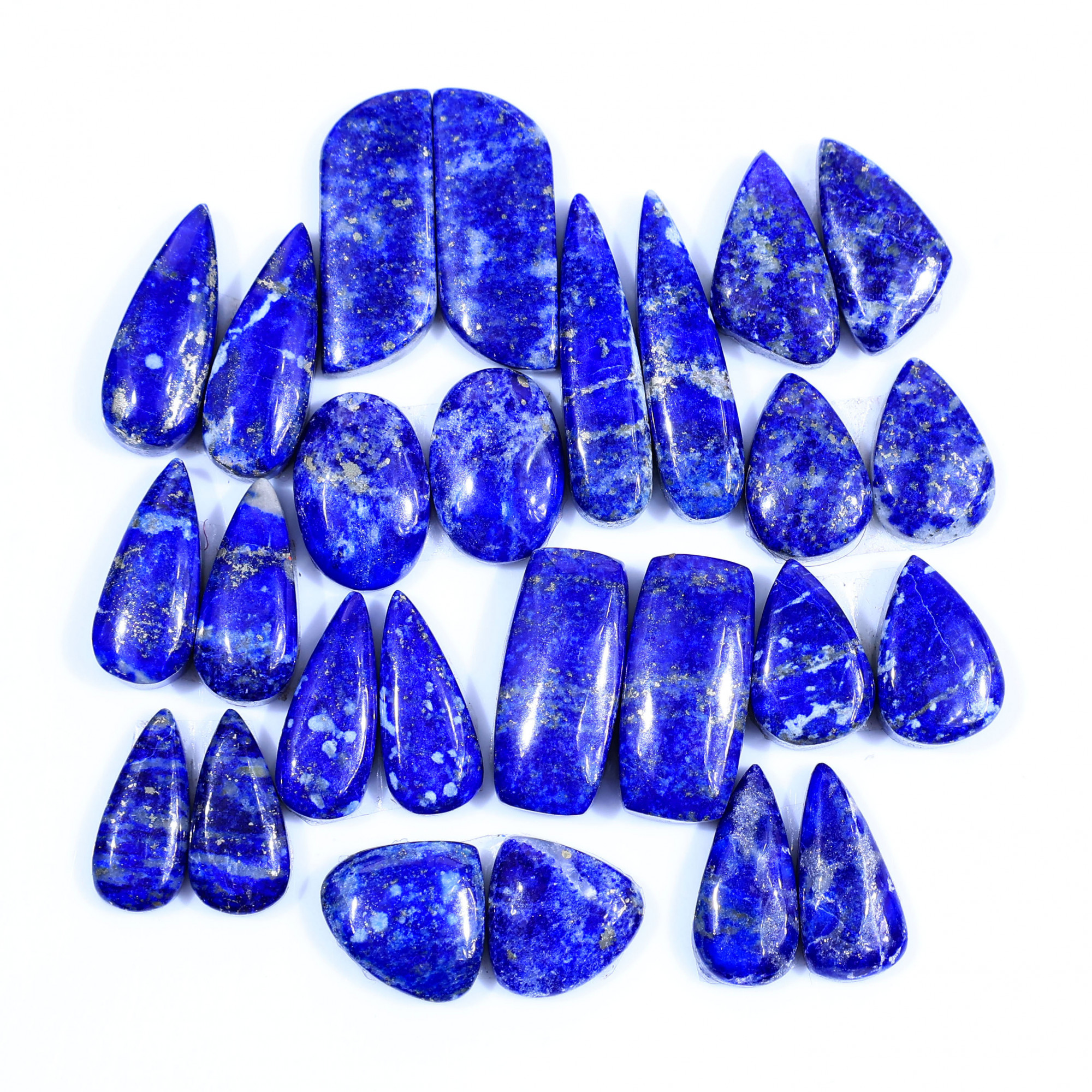 13 Pair 165Cts Natural Lapis Lazuli Cabochon Gemstone Pairs Lot for Earrings Jewelry Making 25x6 12x11mm 20070