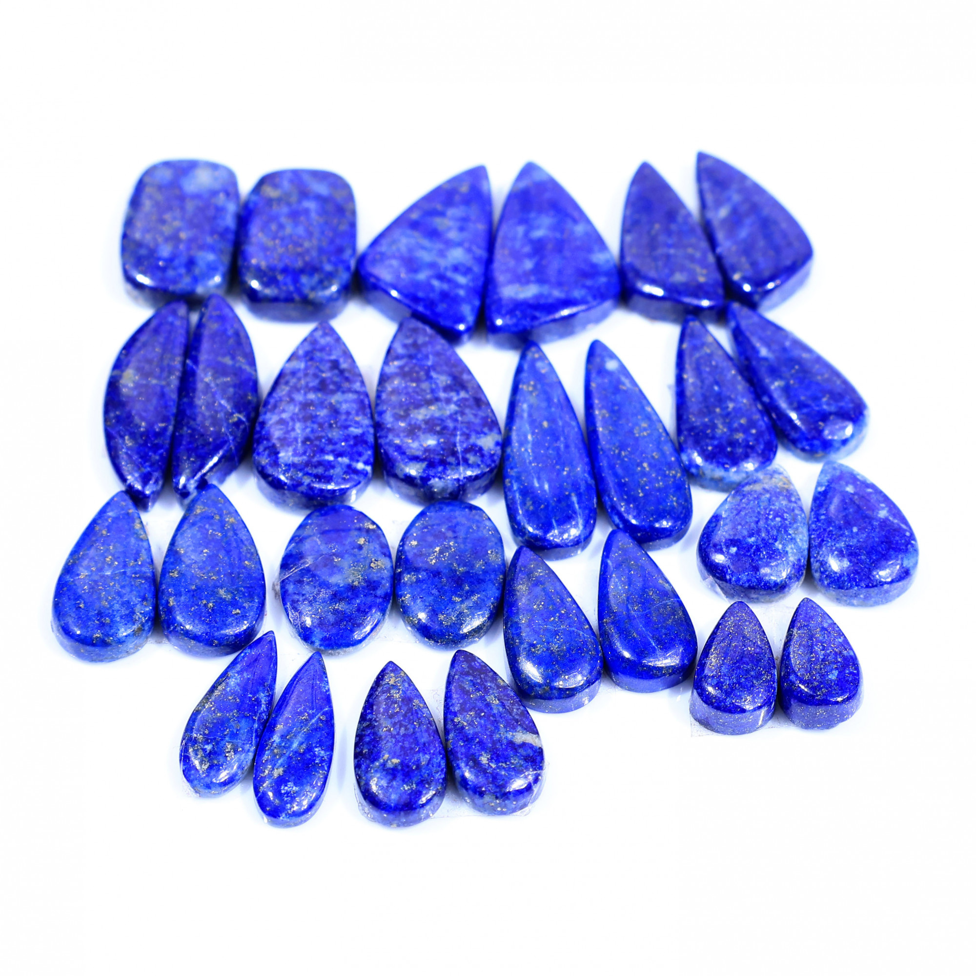 14 Pair 165Cts  Natural Lapis Lazuli Cabochon Gemstone Pairs Lot for Earrings Jewelry Making 23x8 11x7mm 20071