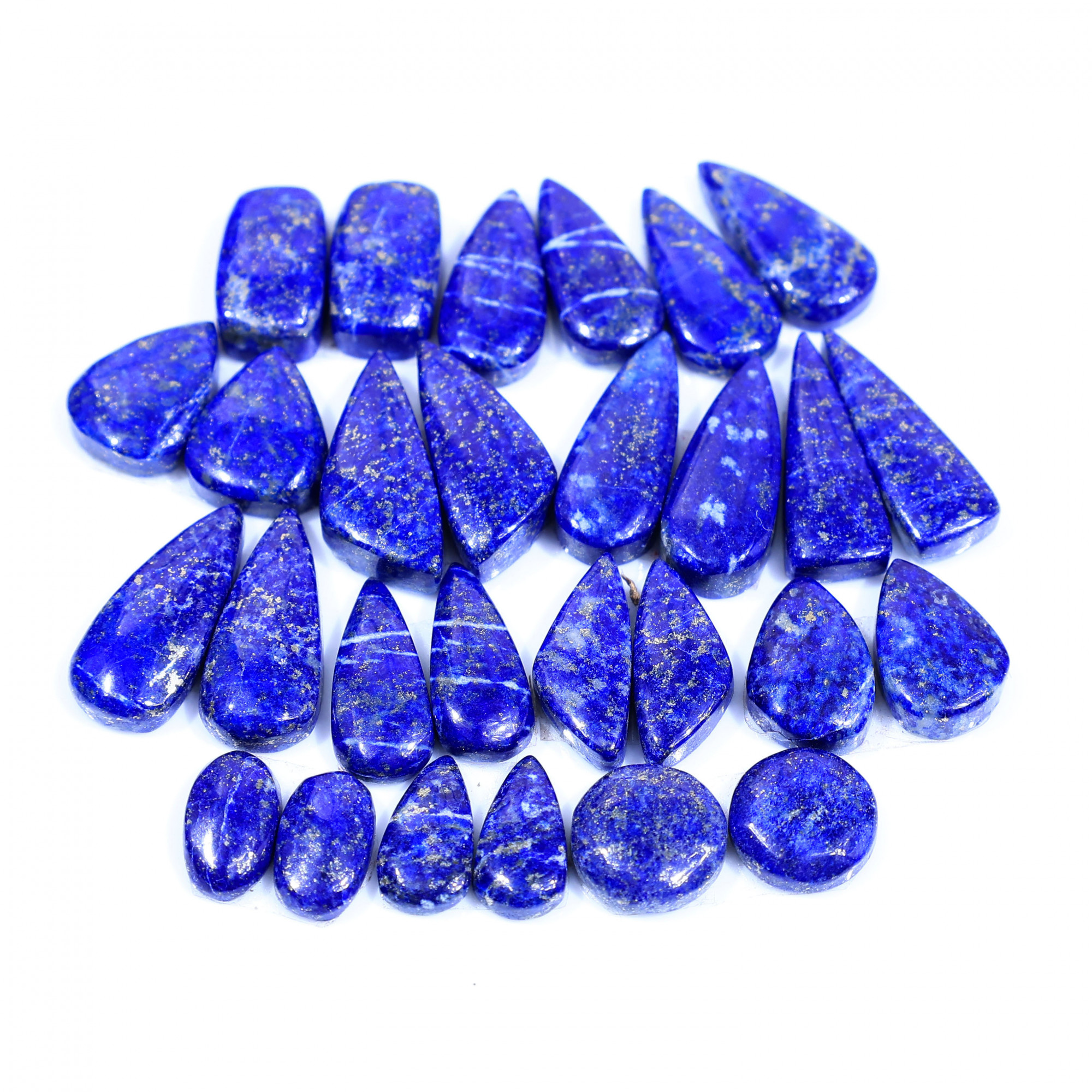 14 Pair 163Cts Natural Lapis Lazuli Cabochon Gemstone Pairs Lot for Earrings Jewelry Making 20x9 12x6mm 20072