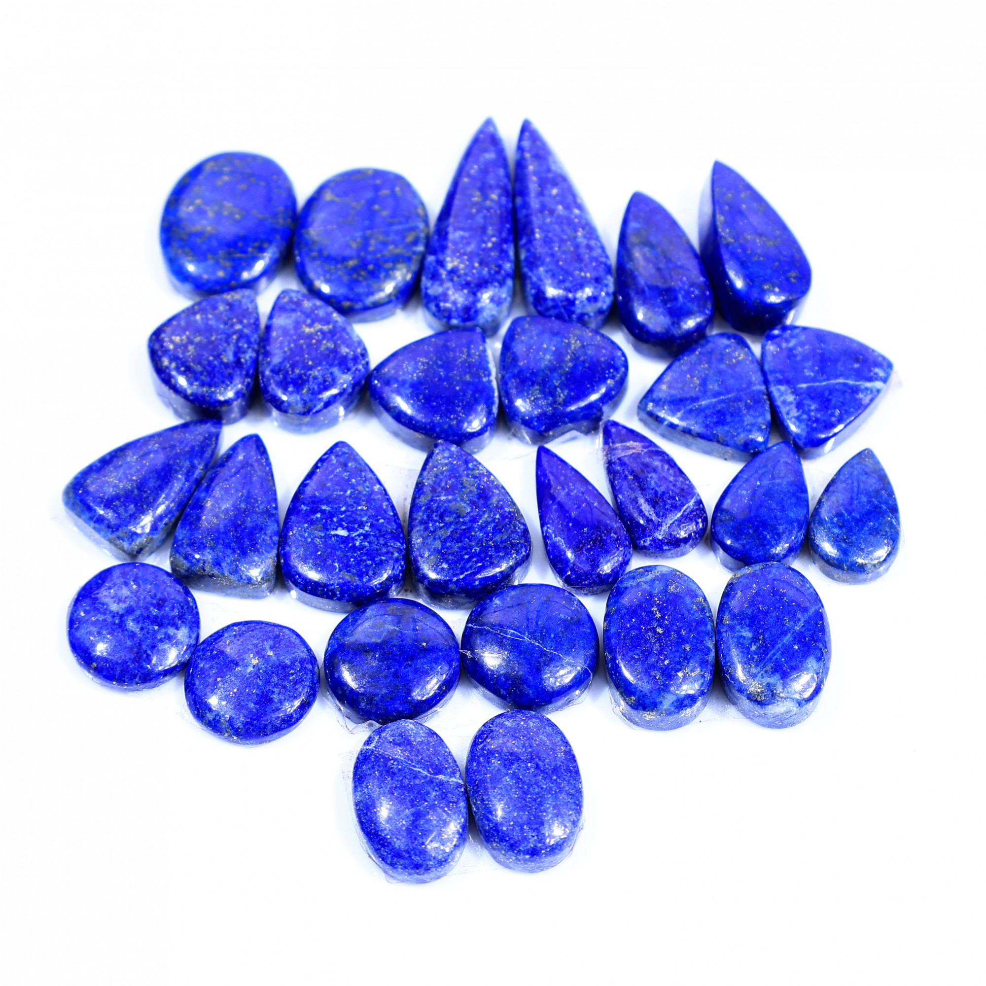 14 Pair 165Cts  Natural Lapis Lazuli Cabochon Gemstone Pairs Lot for Earrings Jewelry Making 22x8 10x10mm 20073