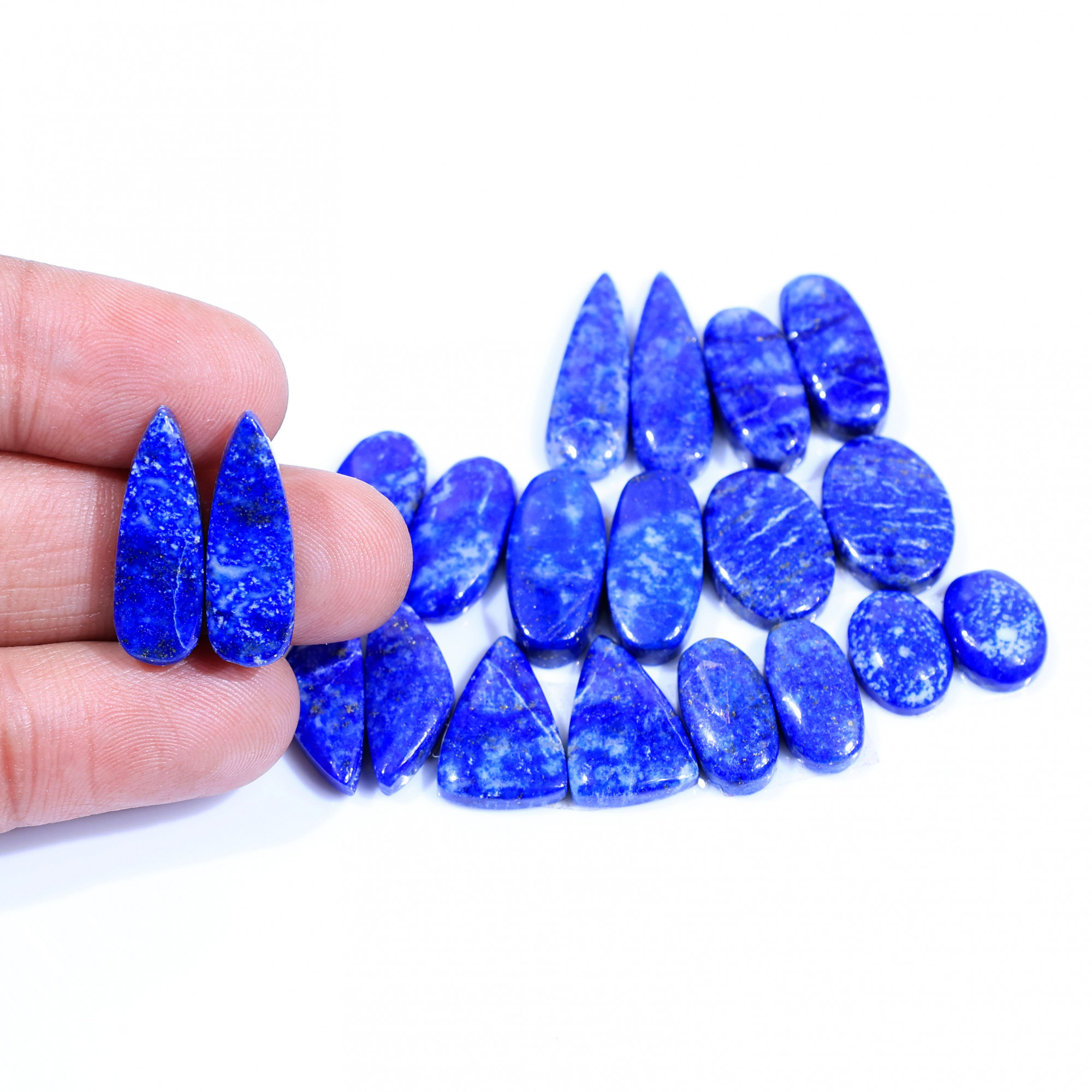 10 Pair 136Cts Natural Lapis Lazuli Cabochon Gemstone Pairs Lot for Earrings Jewelry Making 23x8 12x9mm 20074