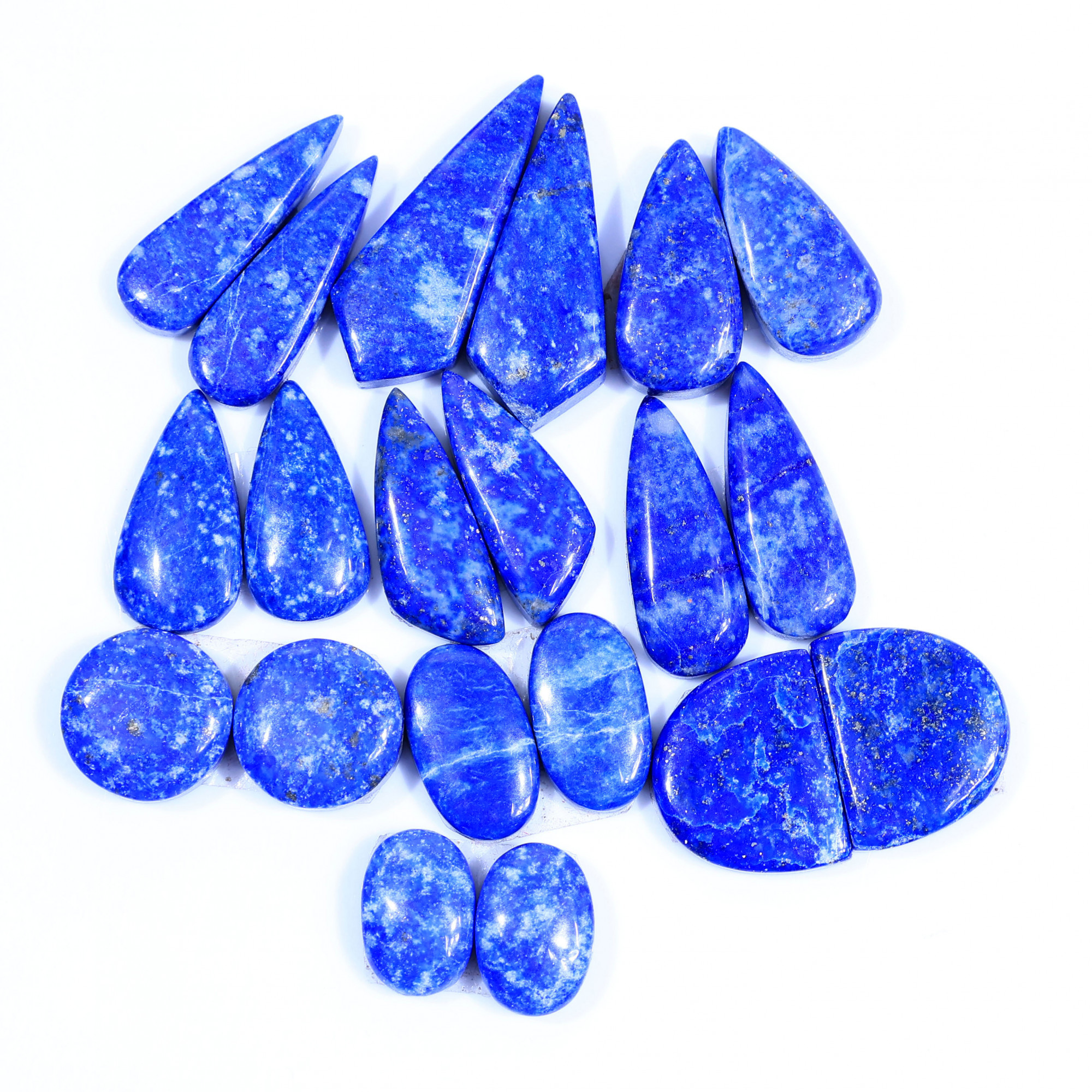 10 Pair 187Cts Natural Lapis Lazuli Cabochon Gemstone Pairs Lot for Earrings Jewelry Making 29x11 13x9mm 20075
