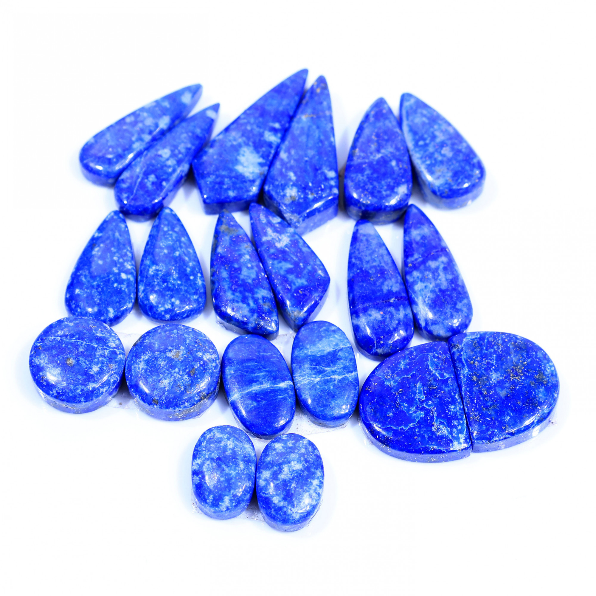 10 Pair 187Cts Natural Lapis Lazuli Cabochon Gemstone Pairs Lot for Earrings Jewelry Making 29x11 13x9mm 20075