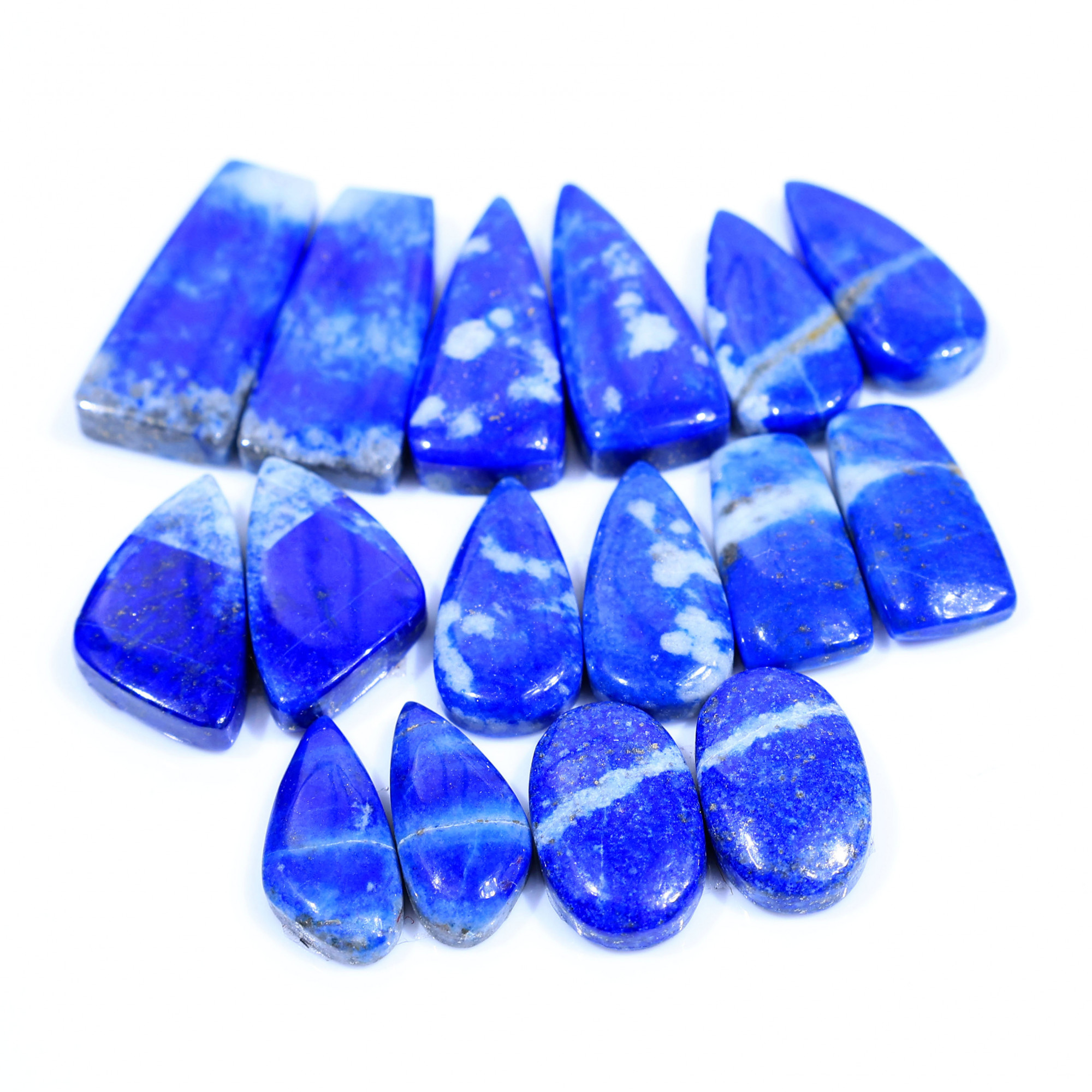 8 Pair 176Cts  Natural Lapis Lazuli Cabochon Gemstone Pairs Lot for Earrings Jewelry Making 27x12 19x9mm 20076