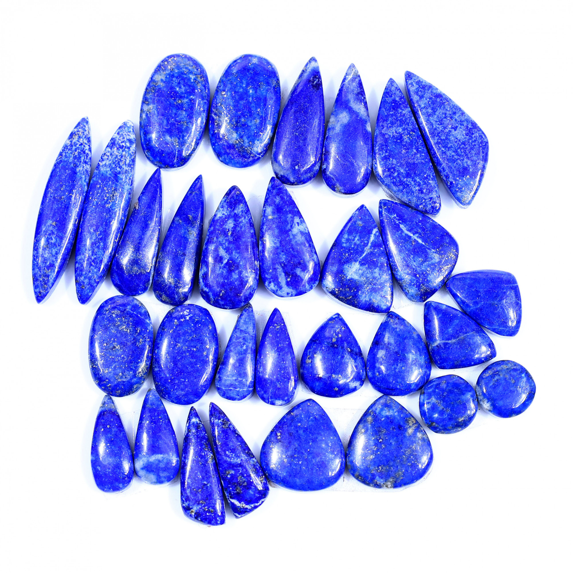 15 Pair 168Cts  Natural Lapis Lazuli Cabochon Gemstone Pairs Lot for Earrings Jewelry Making 29x6 8x8mm 20077