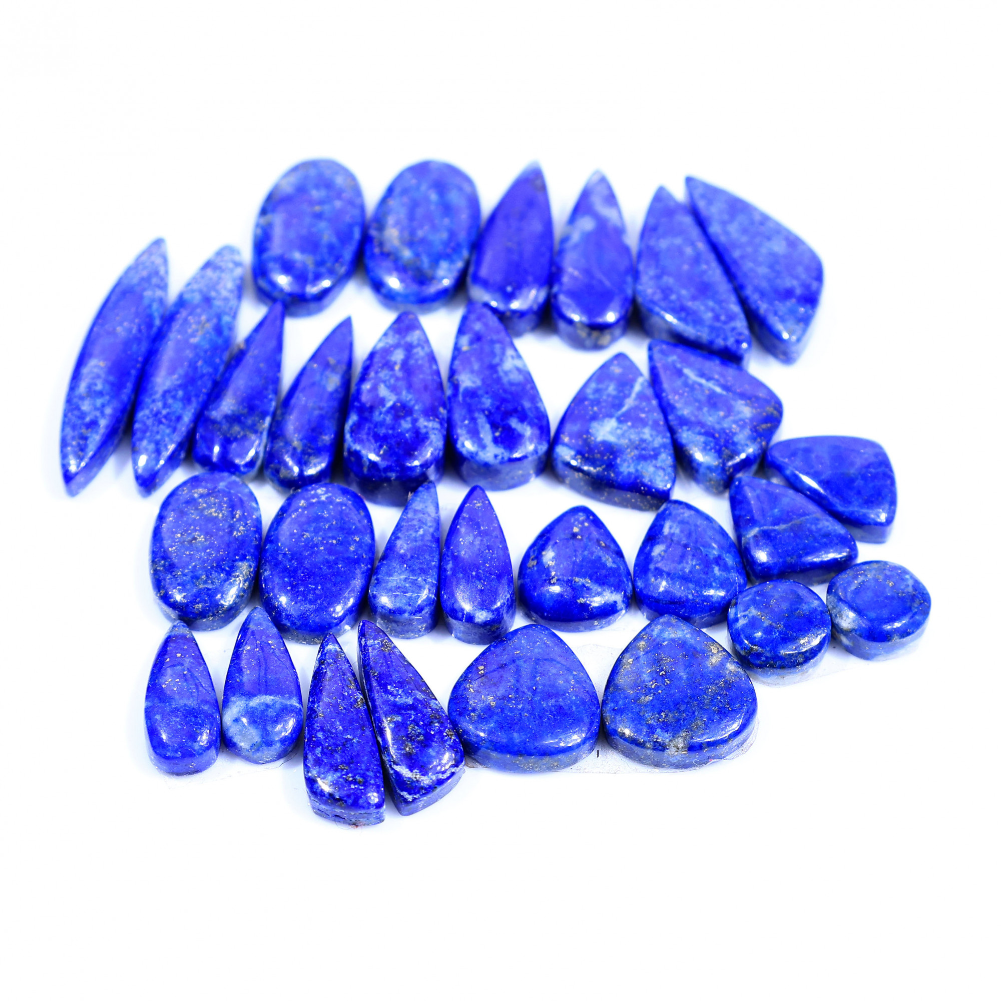 15 Pair 168Cts  Natural Lapis Lazuli Cabochon Gemstone Pairs Lot for Earrings Jewelry Making 29x6 8x8mm 20077