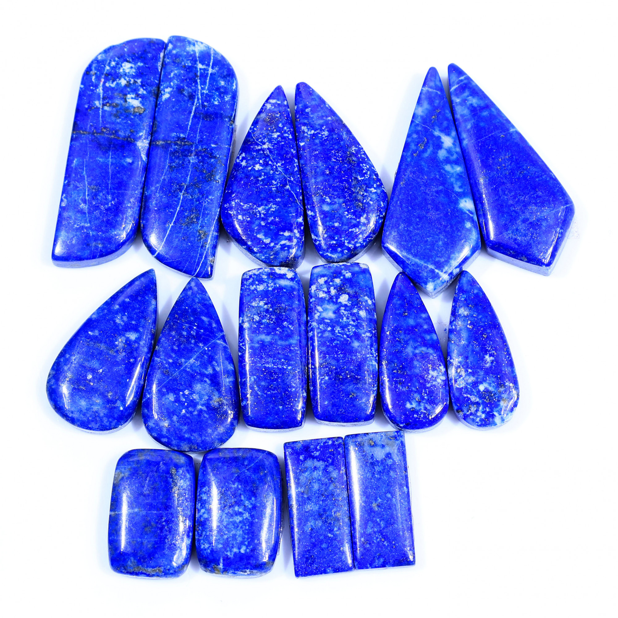 8 Pair 214Cts Natural Lapis Lazuli Cabochon Gemstone Pairs Lot for Earrings Jewelry Making 33x10 17x11mm 20080