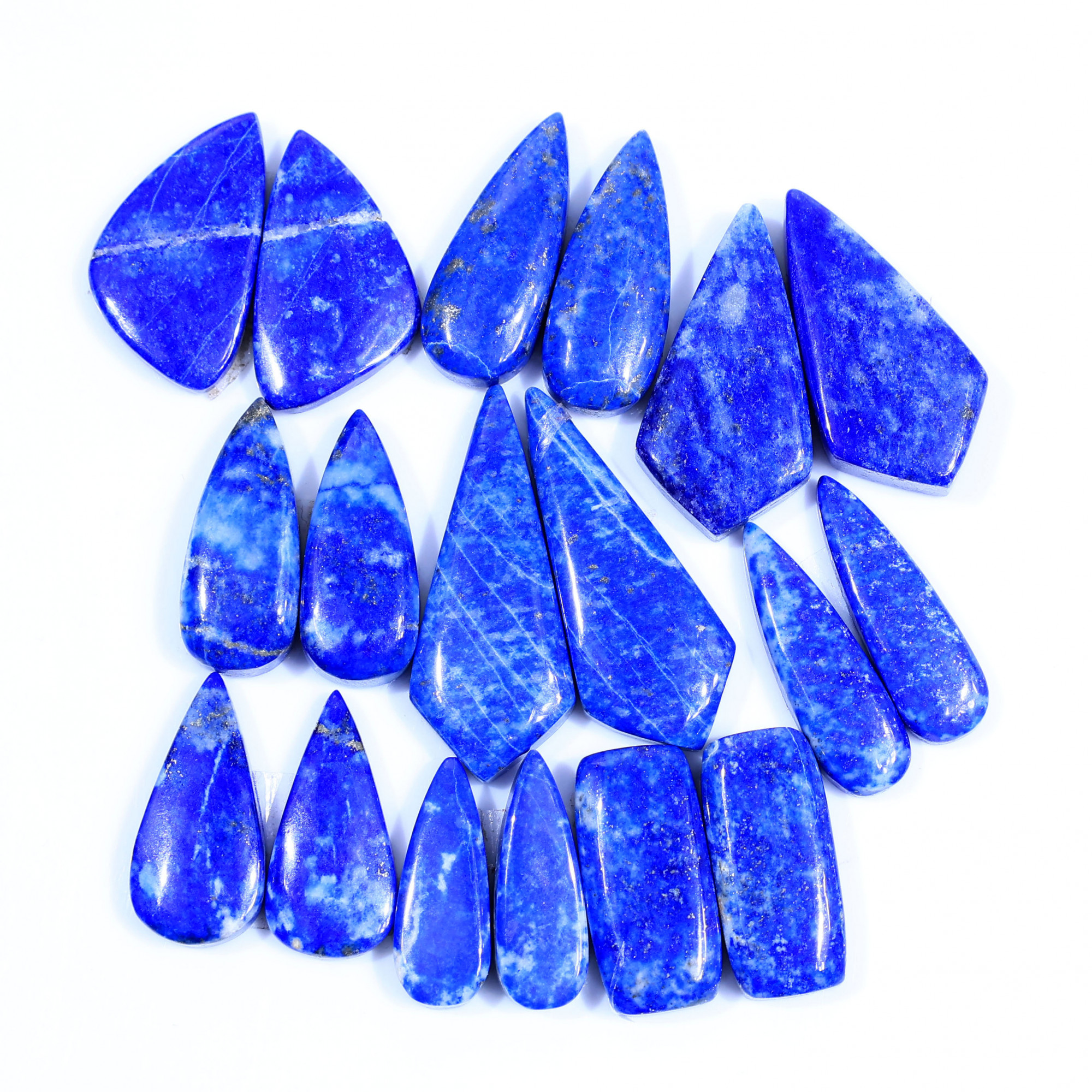 9 Pair 181Cts  Natural Lapis Lazuli Cabochon Gemstone Pairs Lot for Earrings Jewelry Making 30x12 19x11mm 20081