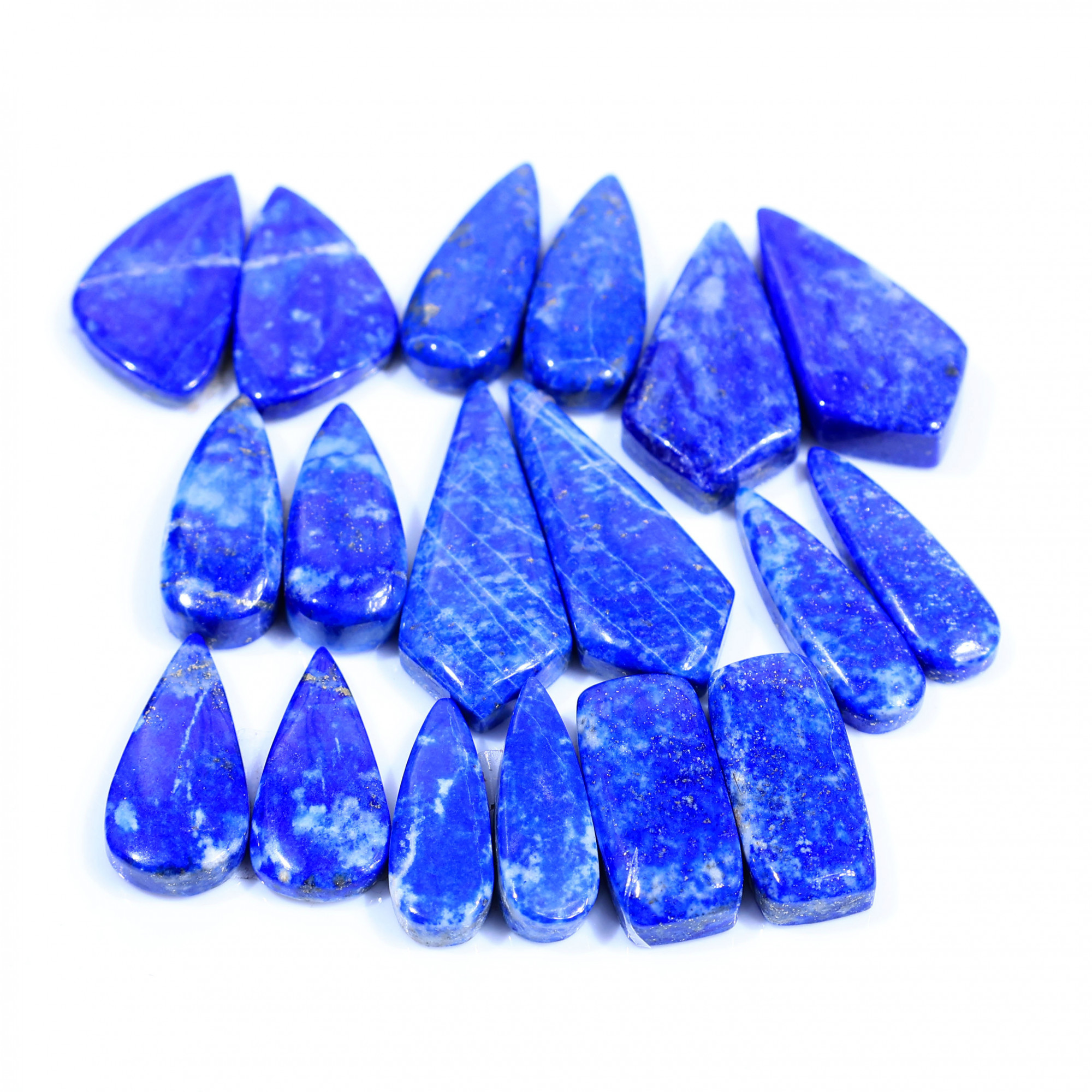 9 Pair 181Cts  Natural Lapis Lazuli Cabochon Gemstone Pairs Lot for Earrings Jewelry Making 30x12 19x11mm 20081