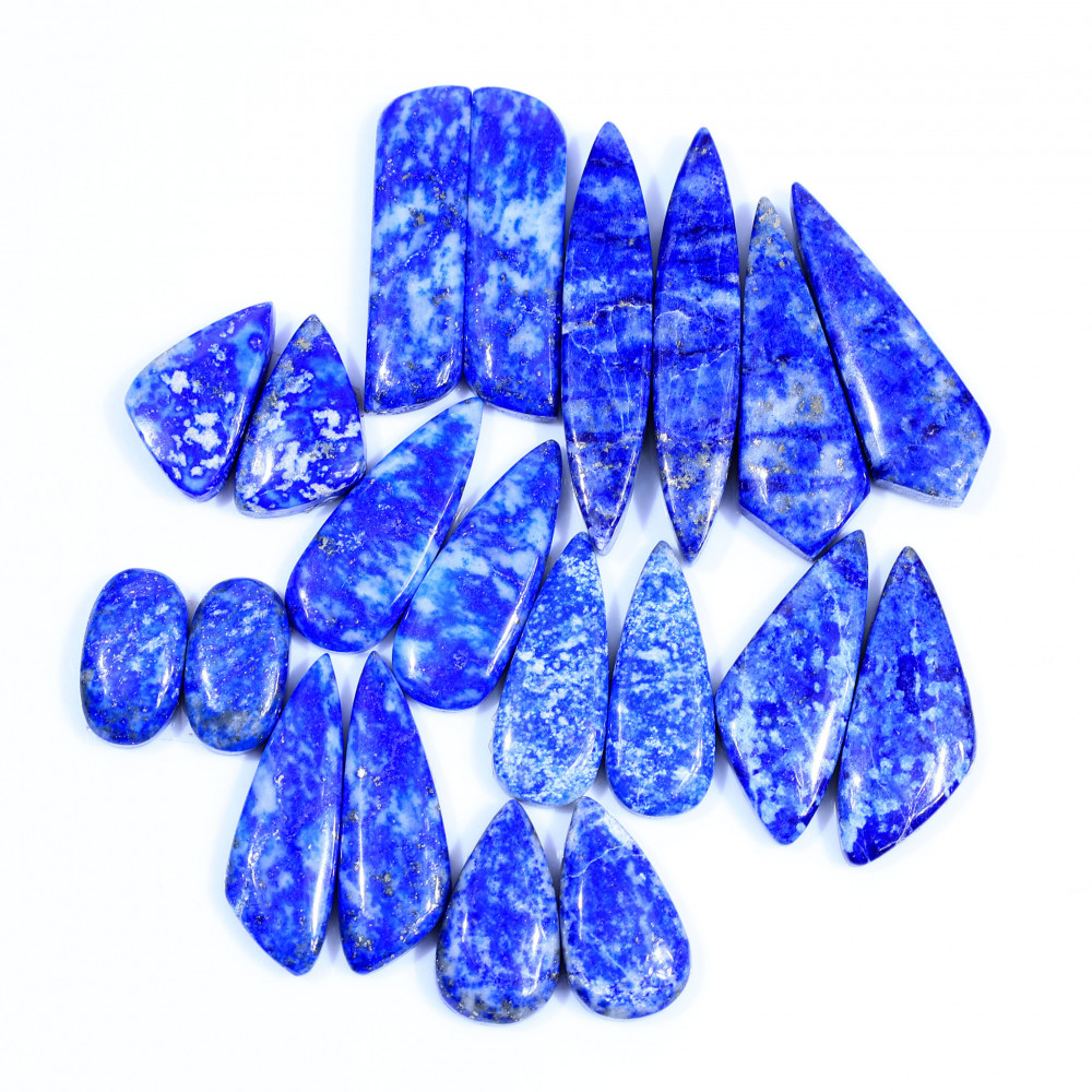 Image of 10 Pair 207Cts  Natural Lapis Lazuli Cabochon Gemstone Pairs Lot for Earrings Jewelry Making 38x7 15x8mm #20082