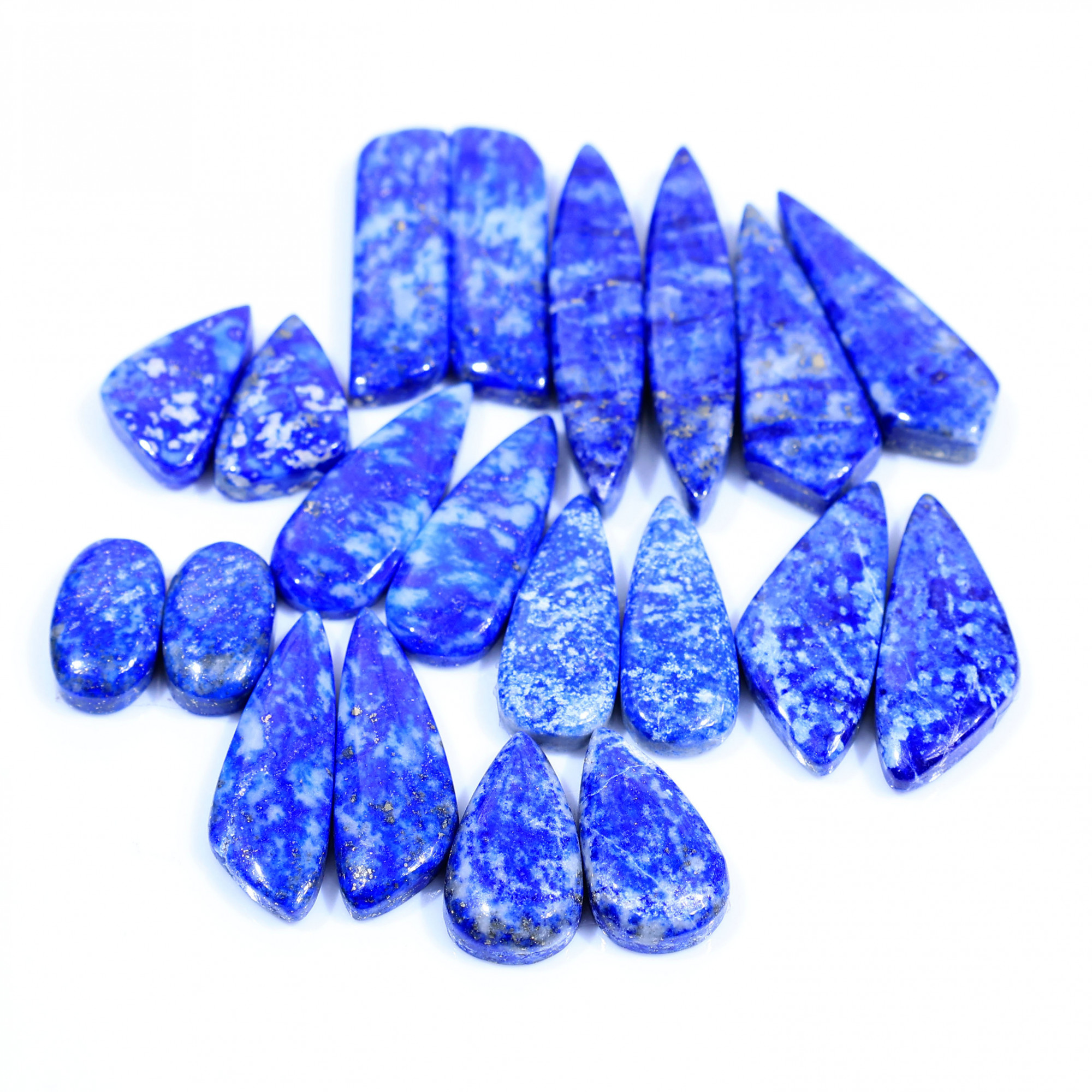 10 Pair 207Cts Natural Lapis Lazuli Cabochon Gemstone Pairs Lot for Earrings Jewelry Making 38x7 15x8mm 20082