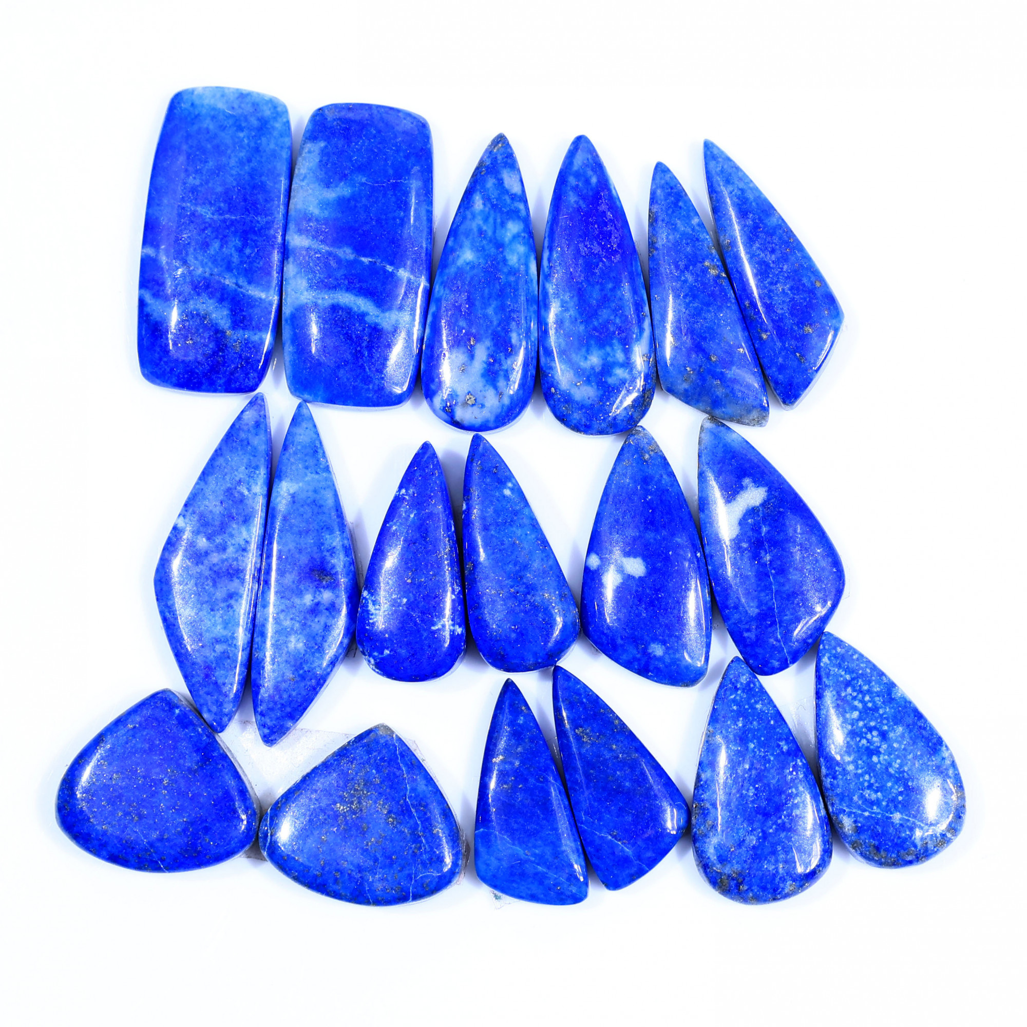 9 Pair 193Cts  Natural Lapis Lazuli Cabochon Gemstone Pairs Lot for Earrings Jewelry Making 26x10 15x17mm 20083
